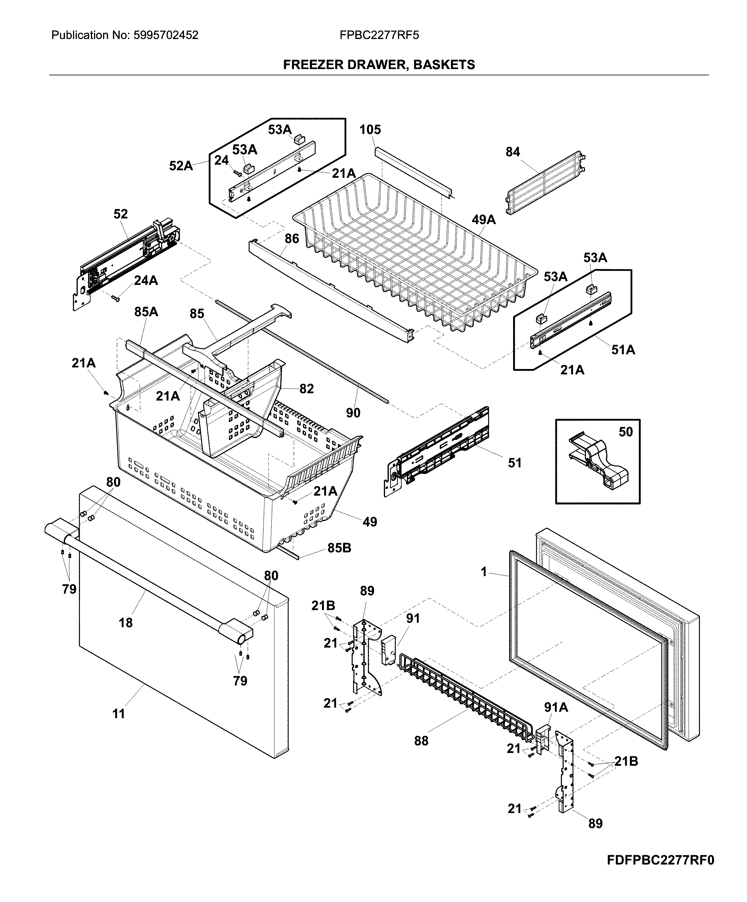 Freezer drawer, baskets