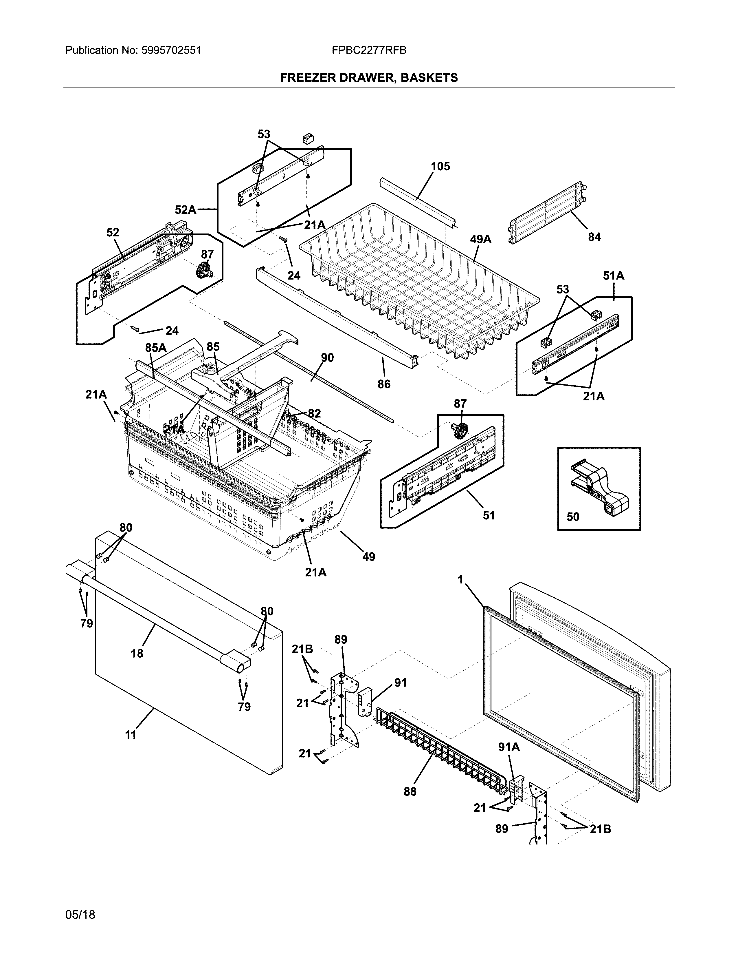 Freezer drawer, baskets