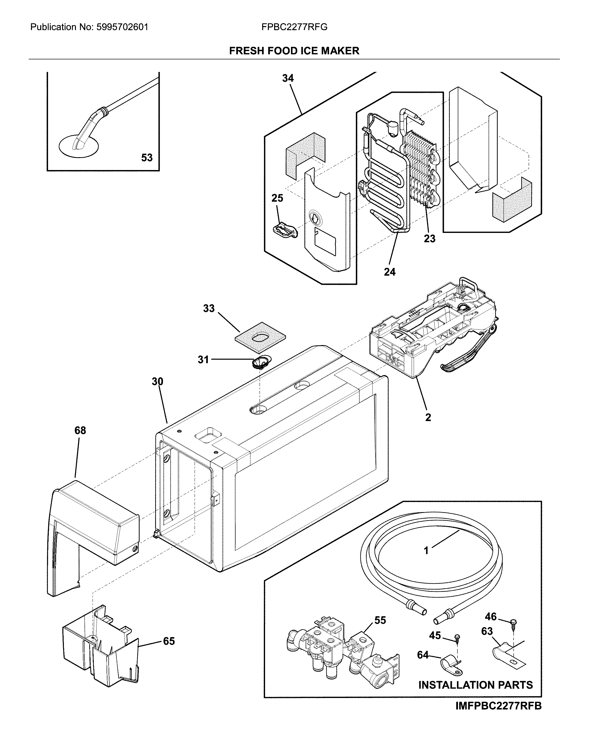 Fresh food ice maker
