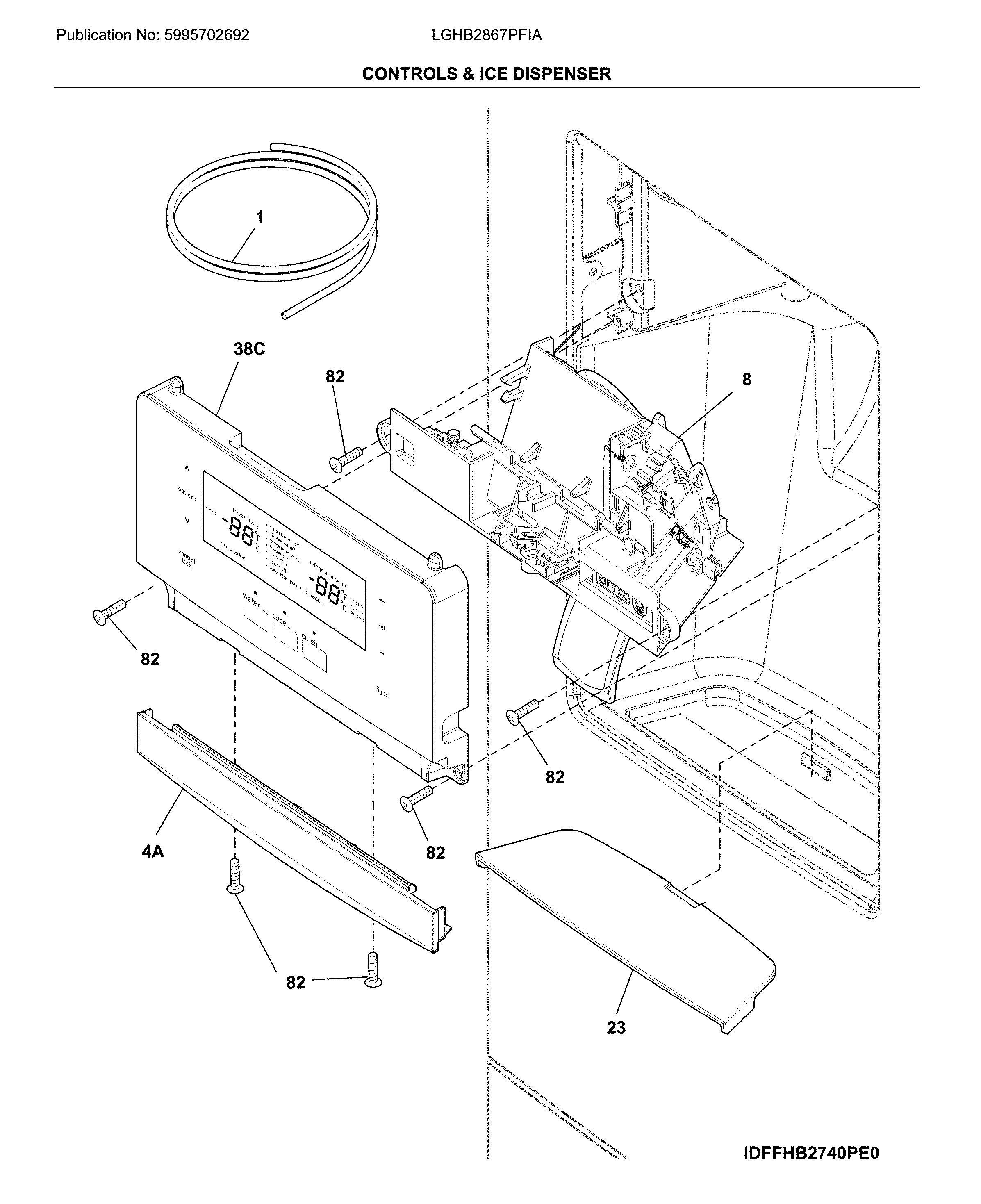 Controls & ice dispenser