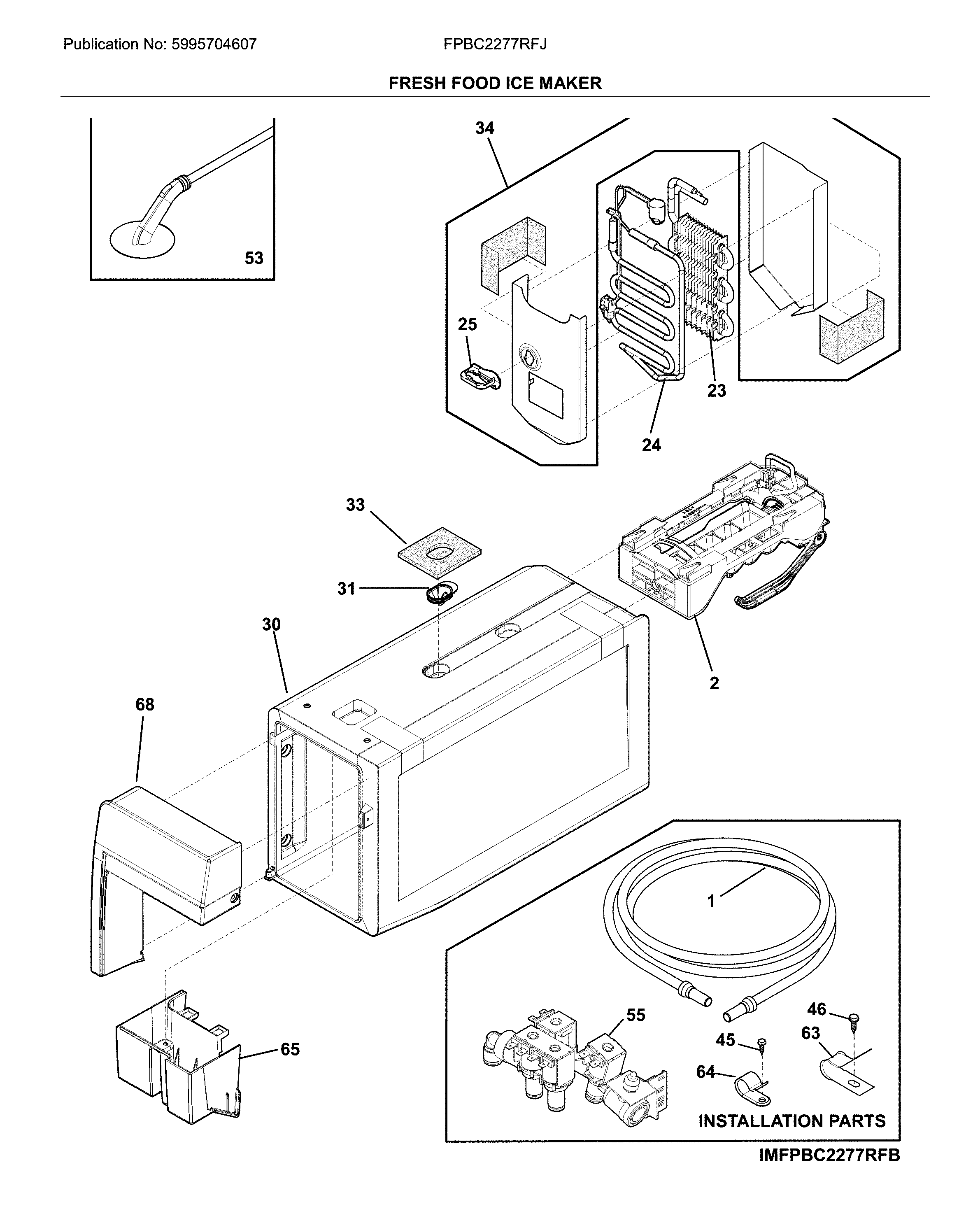 Fresh food ice maker