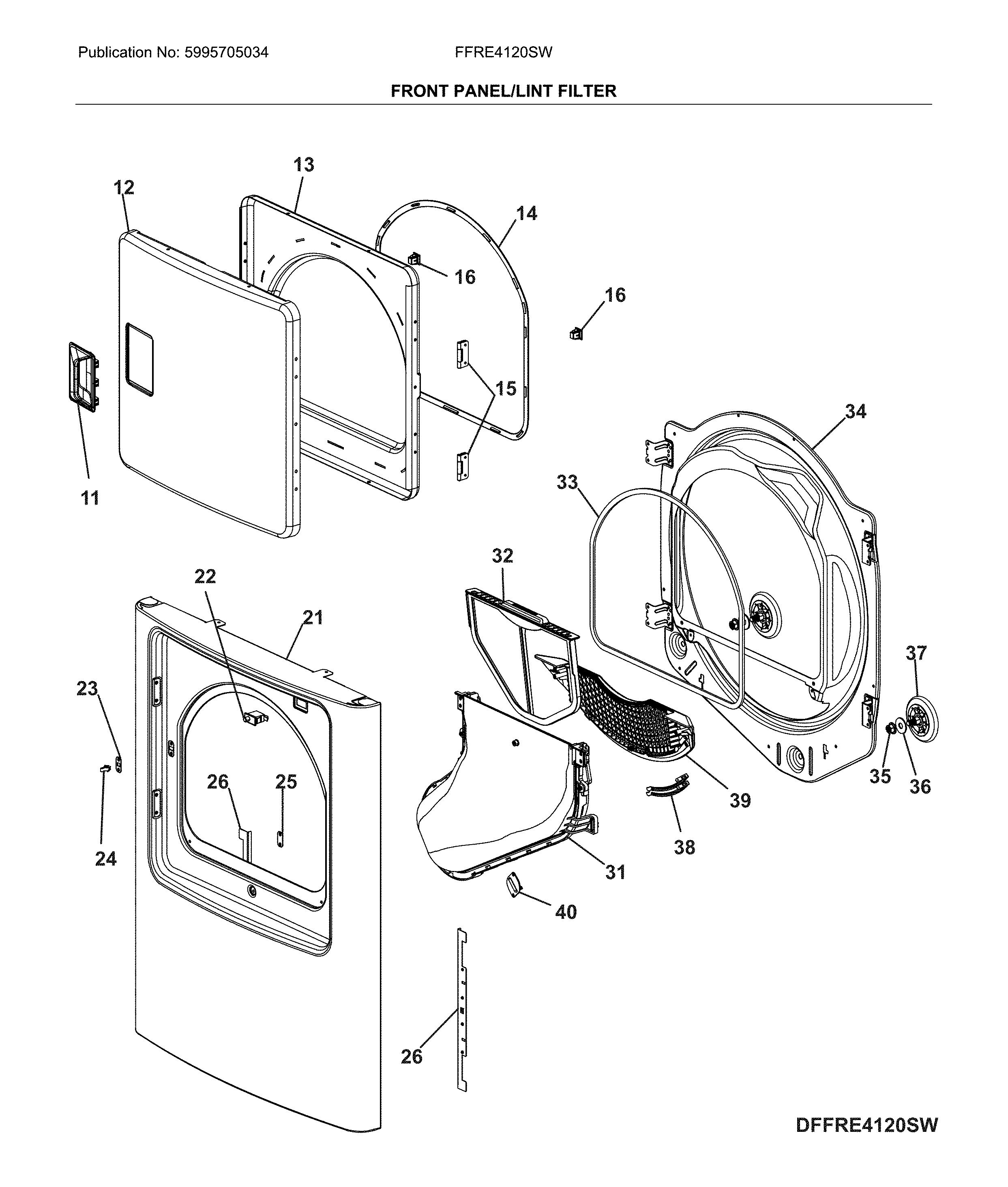 Front panel/lint filter