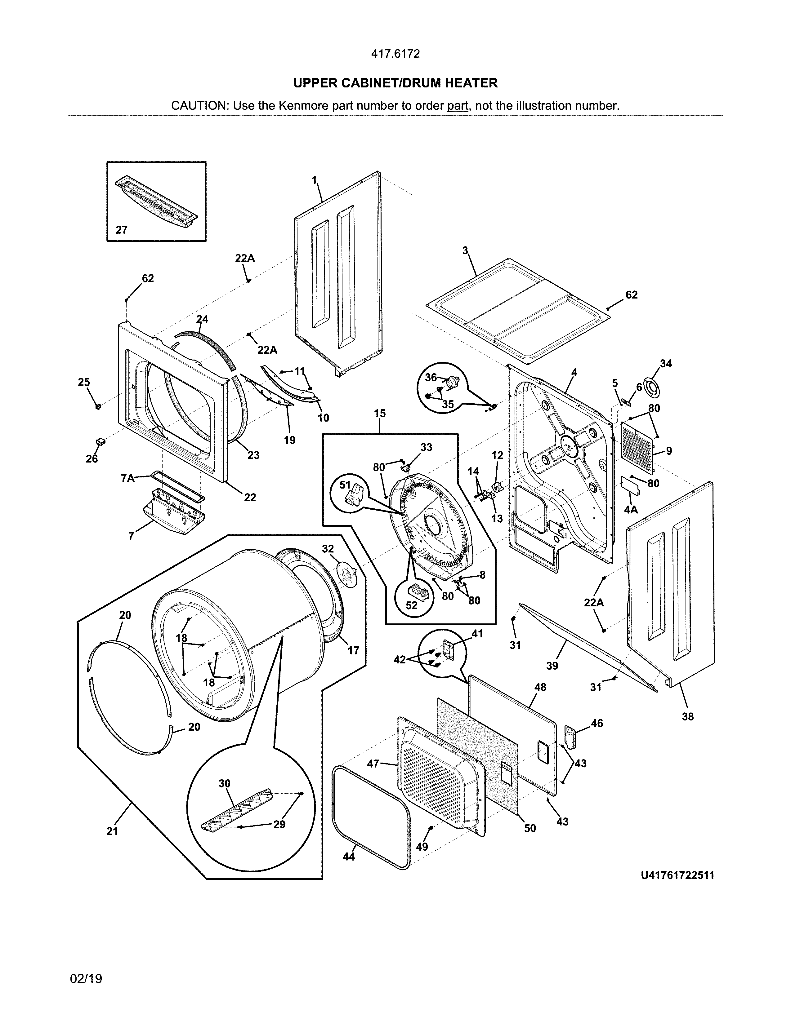 Upper cabinet/drum heater