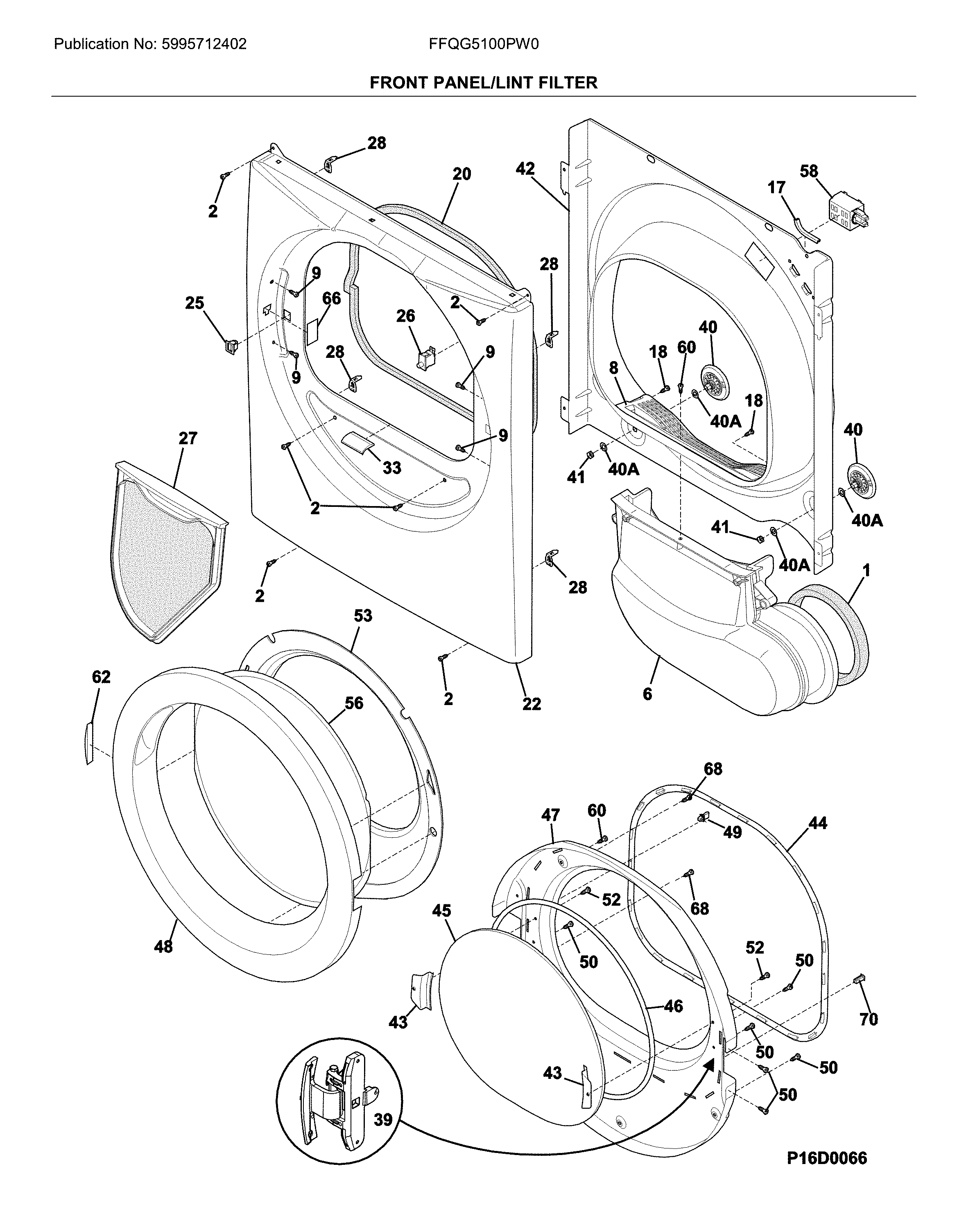 Front panel/lint filter