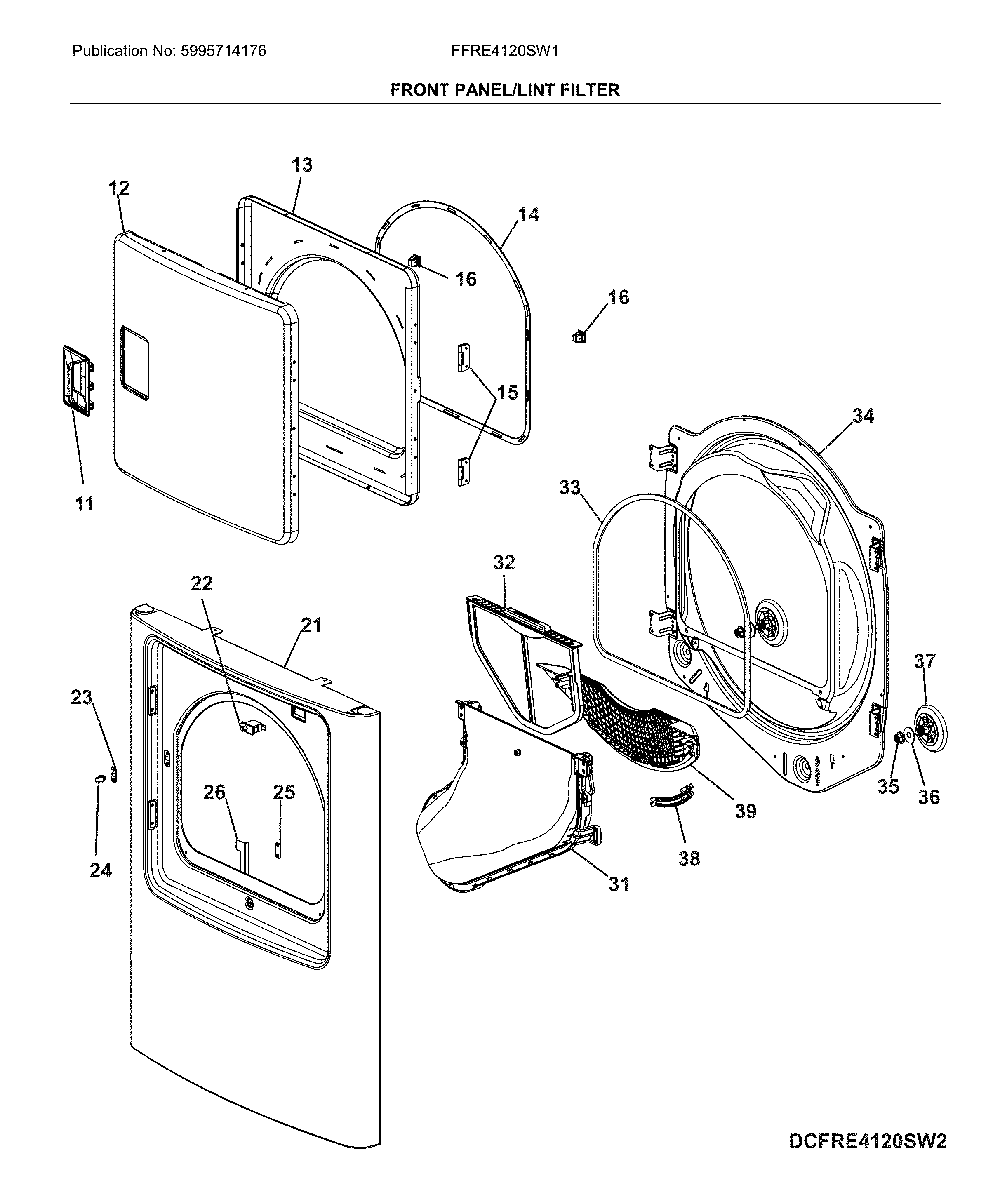 Front panel/lint filter