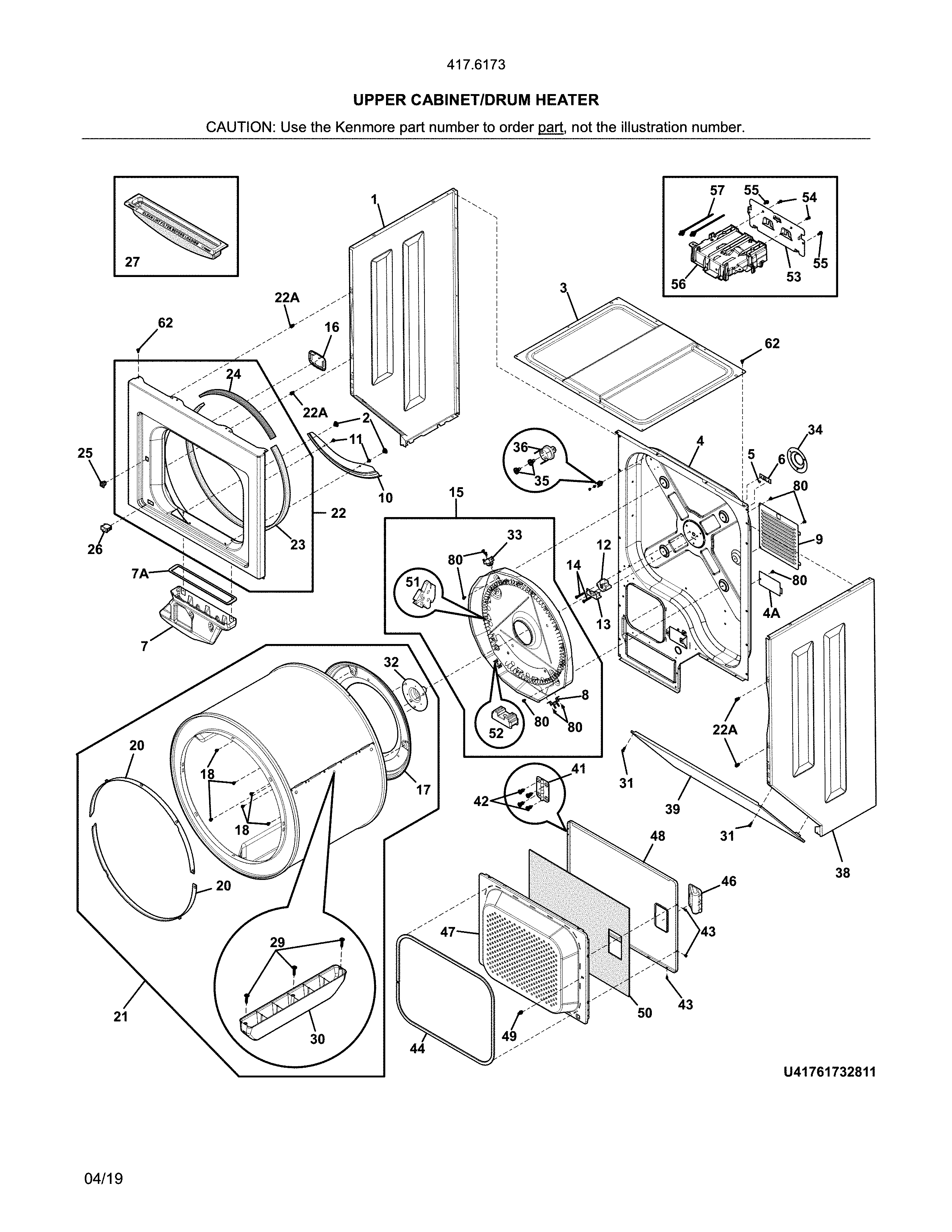 Upper cabinet/drum heater