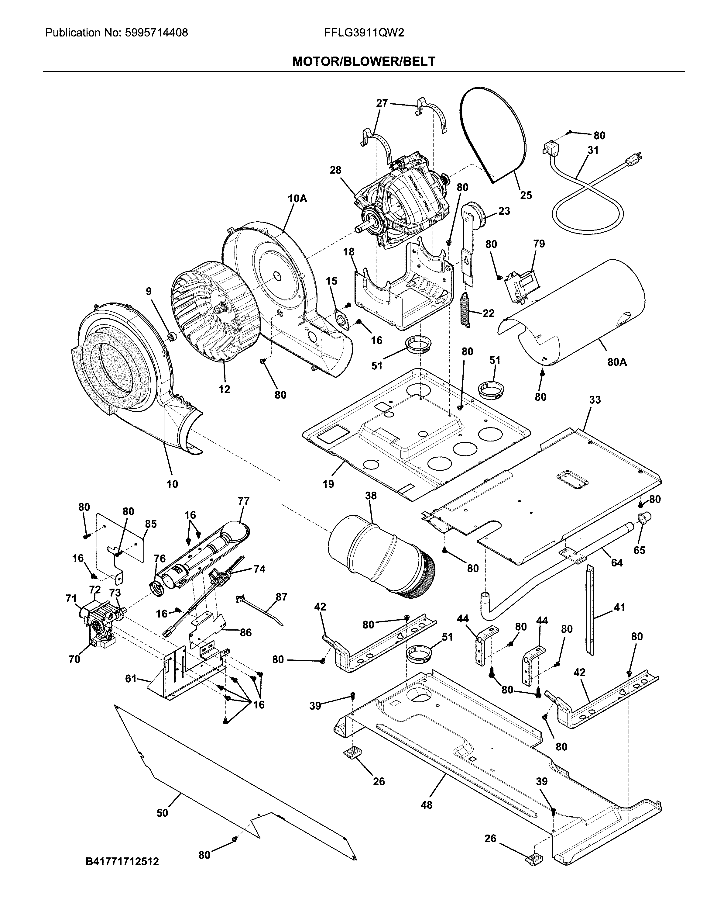 Motor/blower/belt