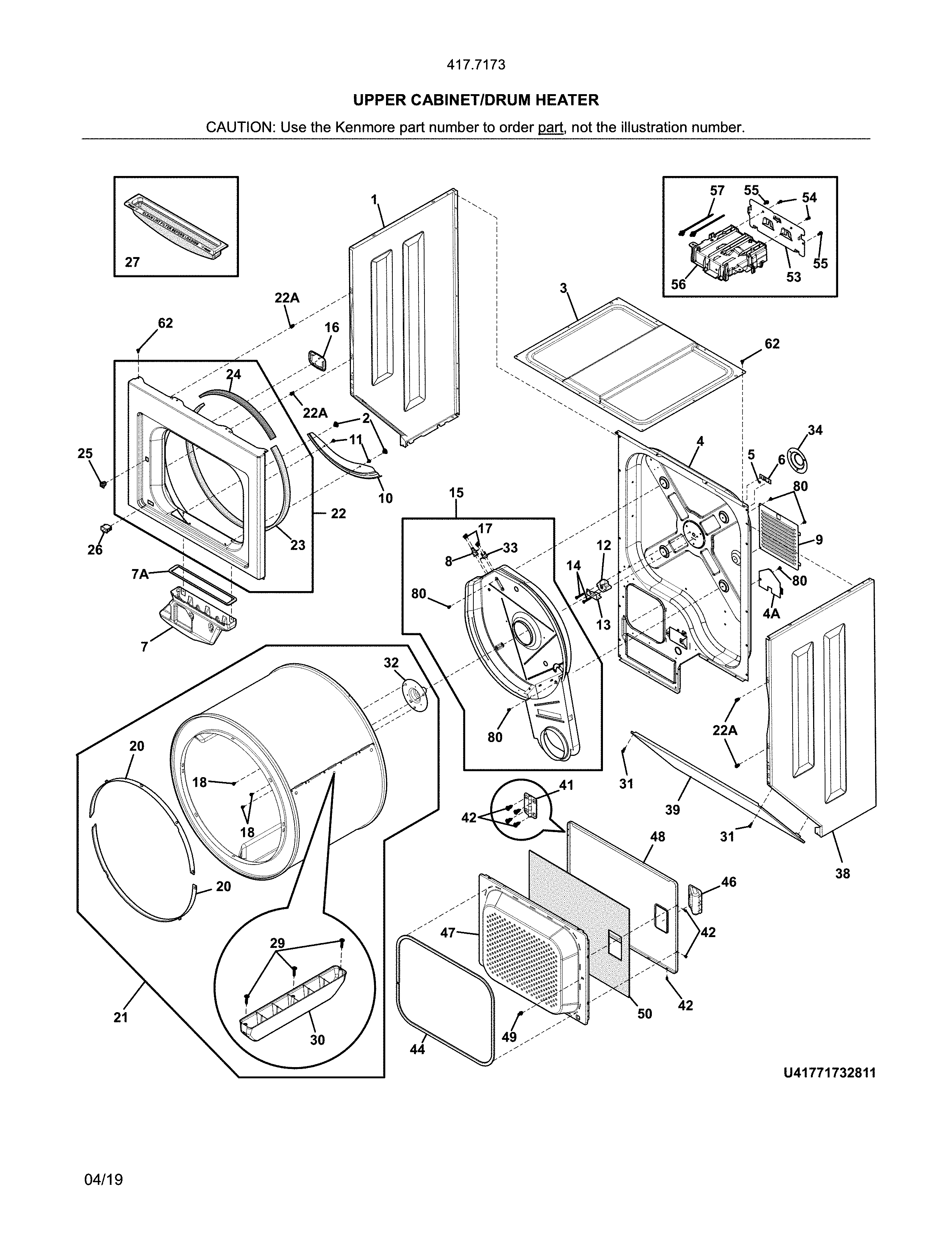 Upper cabinet/drum heater