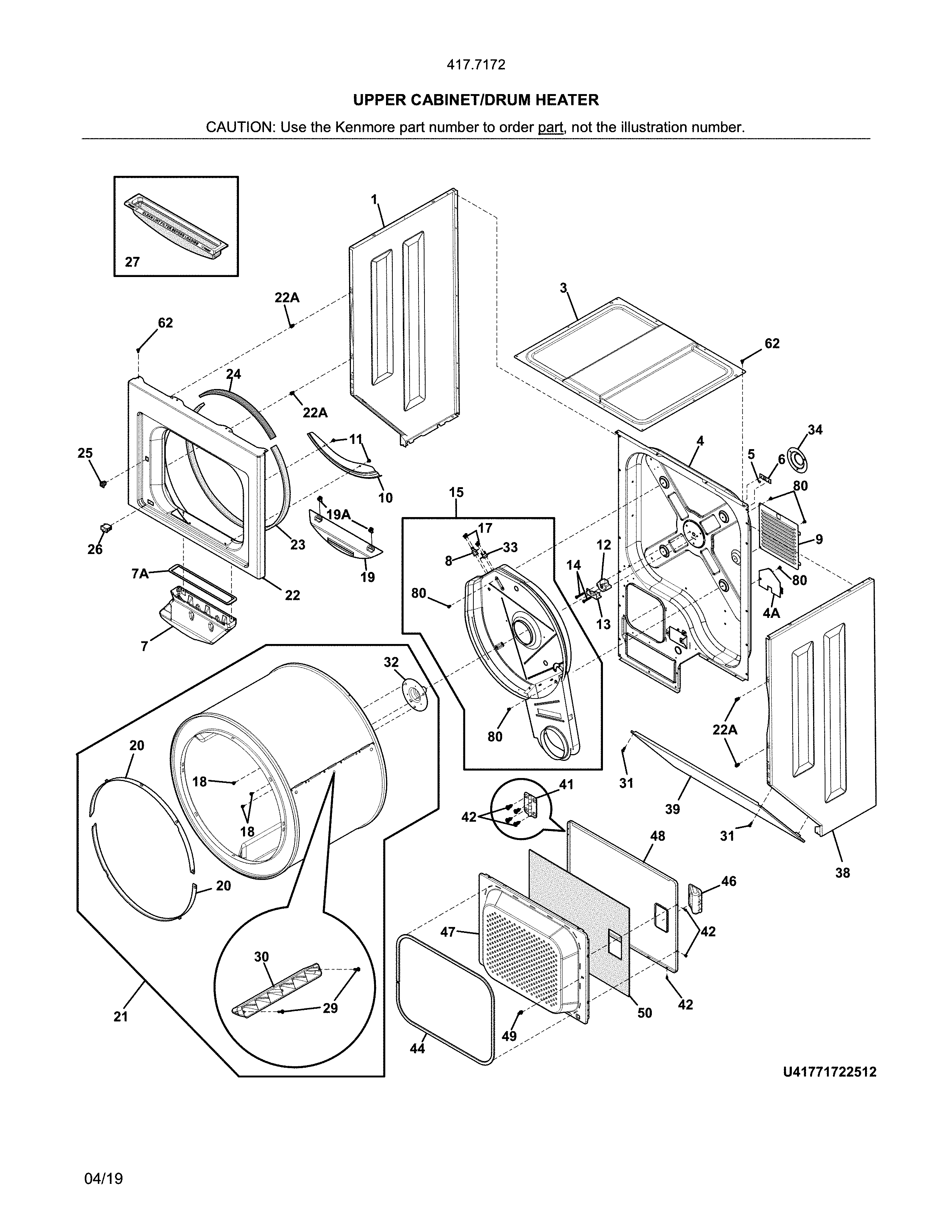 Upper cabinet/drum heater