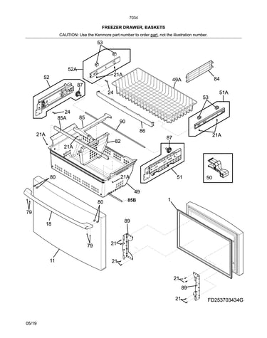 Freezer drawer, baskets