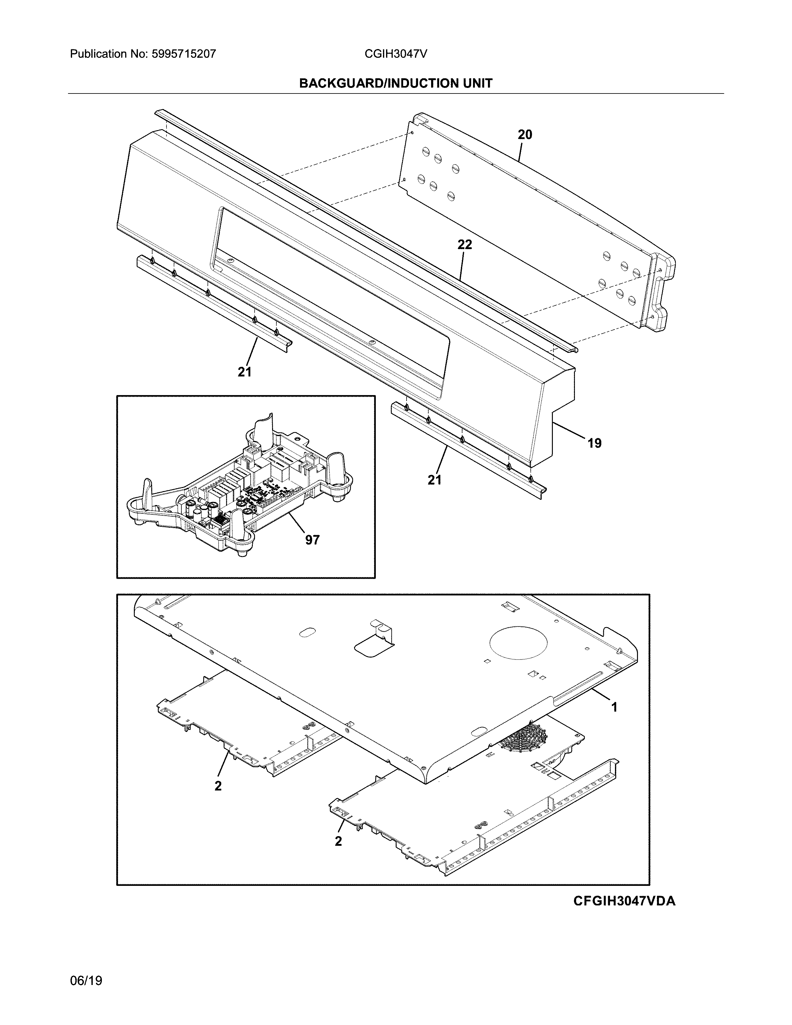 Backguard/induction unit