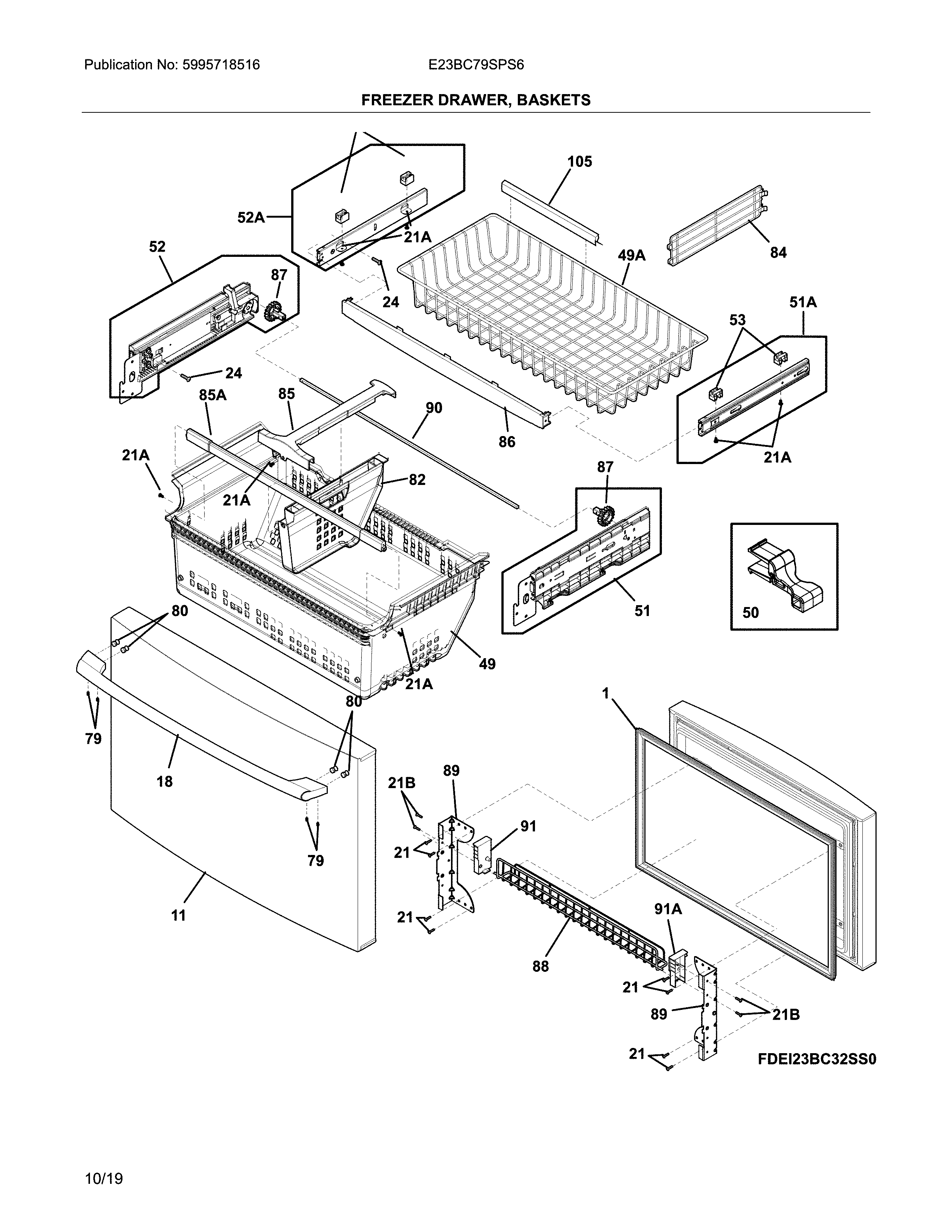 Freezer drawer, baskets