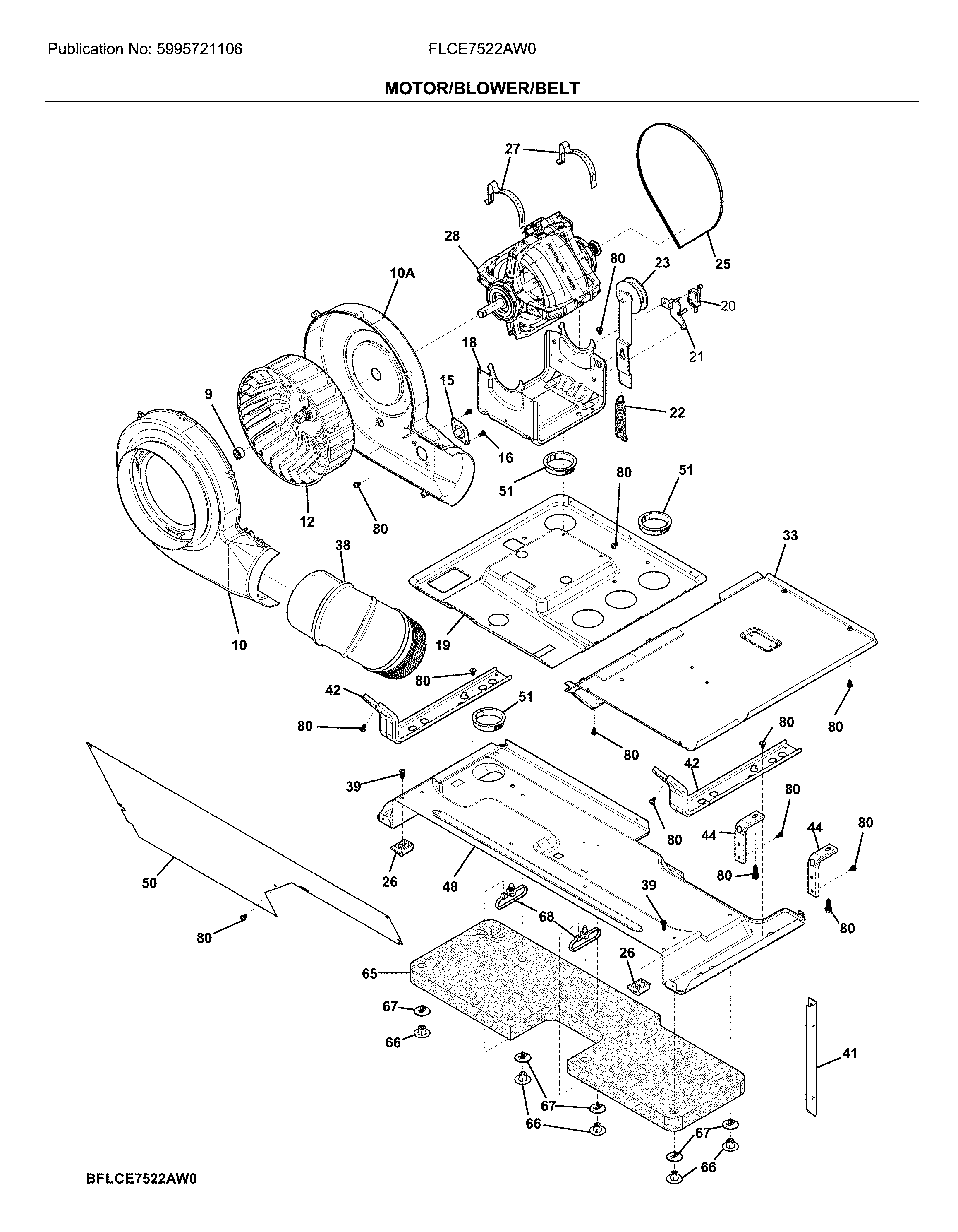 Motor/blower/belt