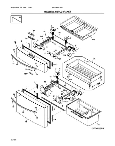 Freezer & middle drawer