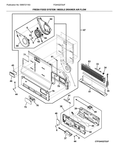 Fresh food system / middle drawer air flow
