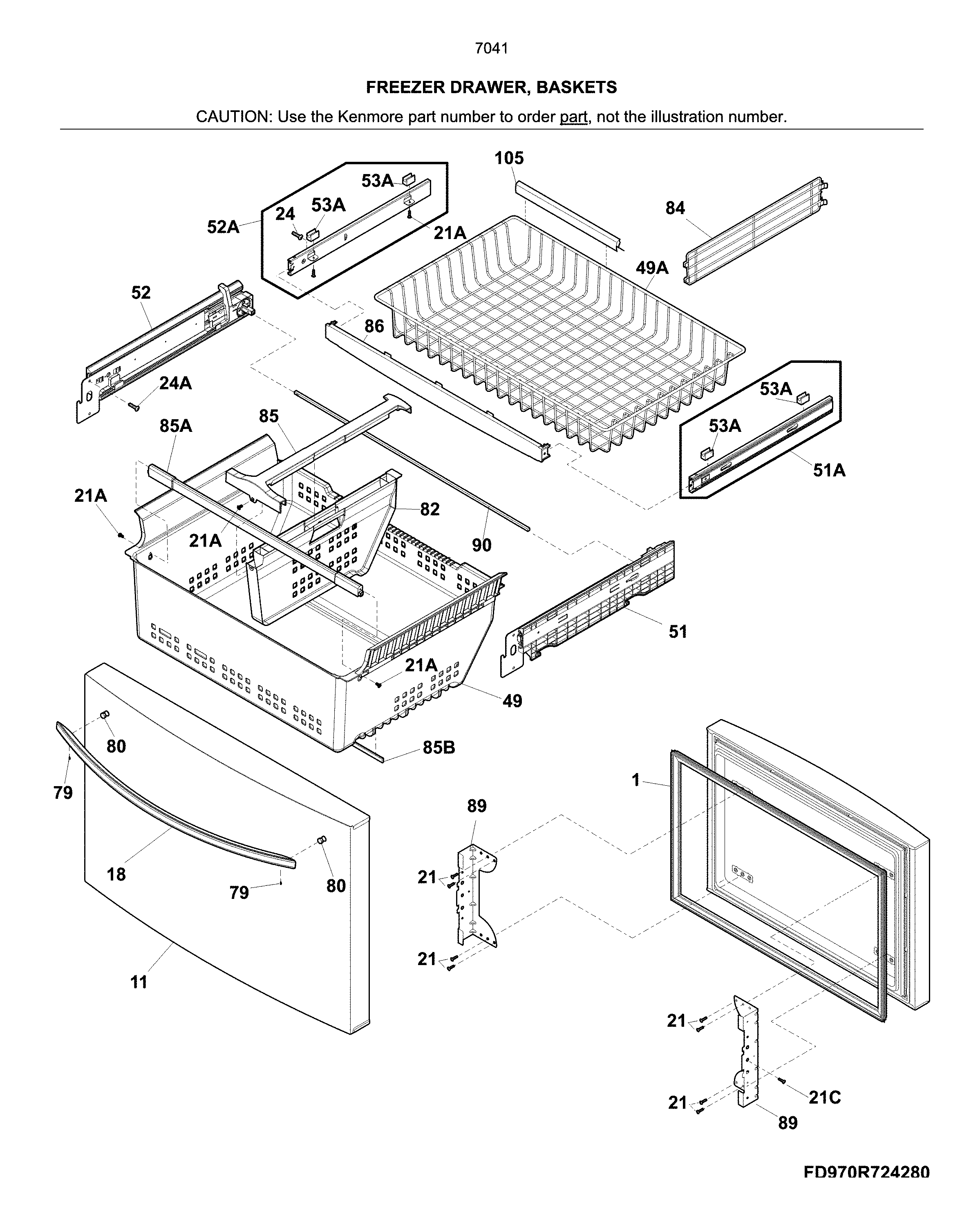 Freezer drawer, baskets