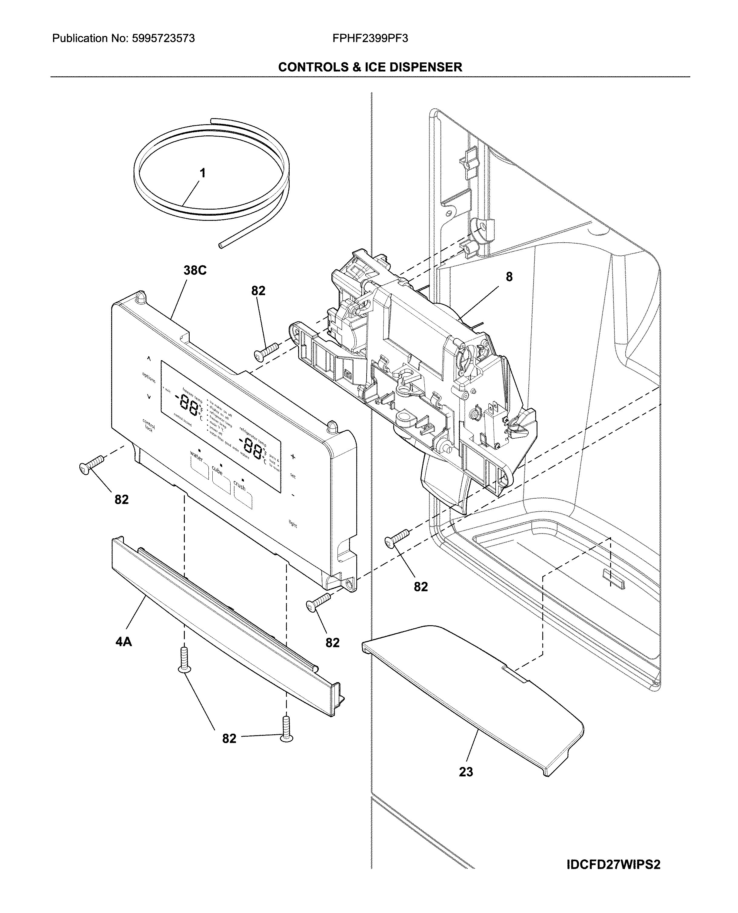 Controls & ice dispenser