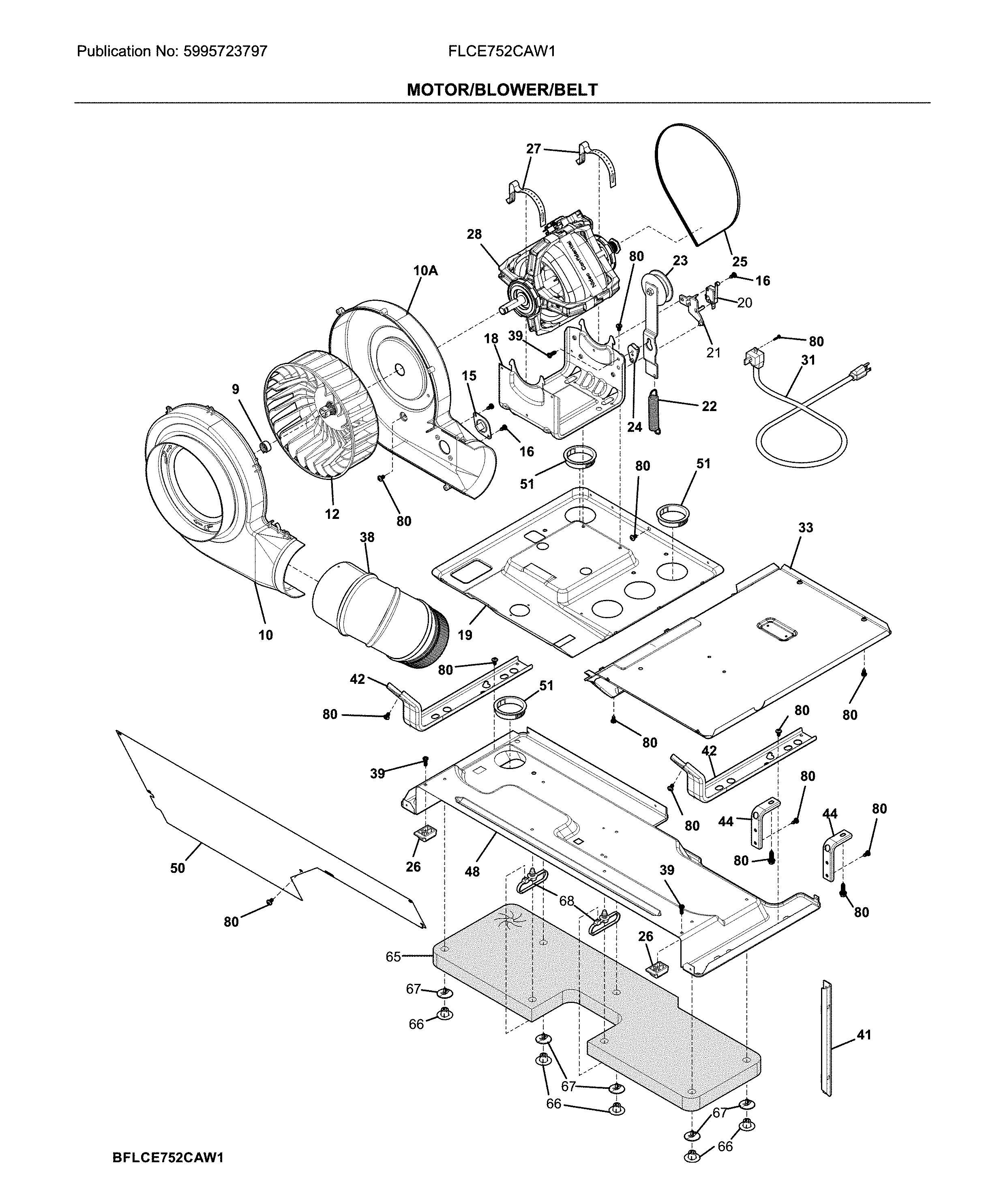 Motor/blower/belt