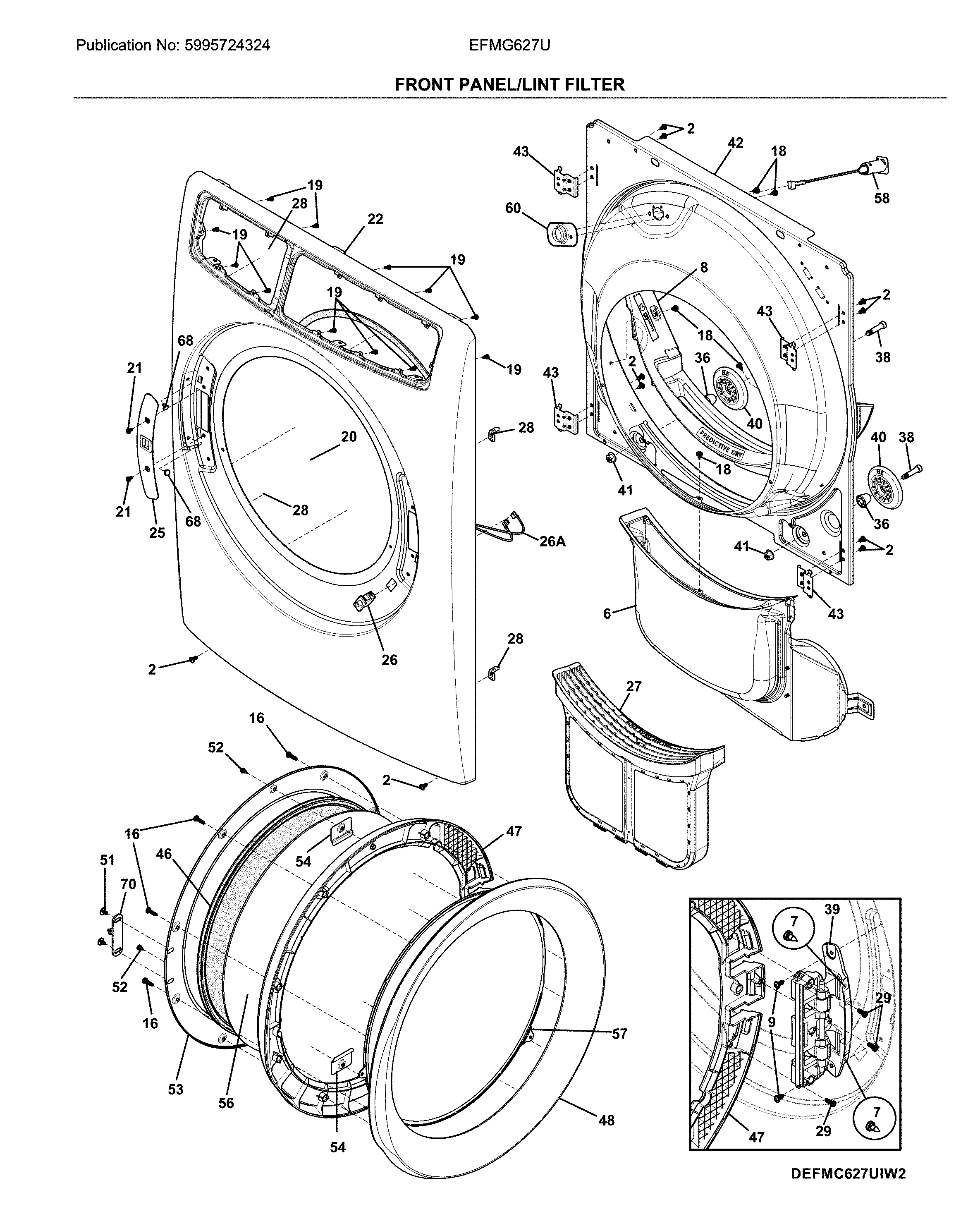 Front panel/lint filter