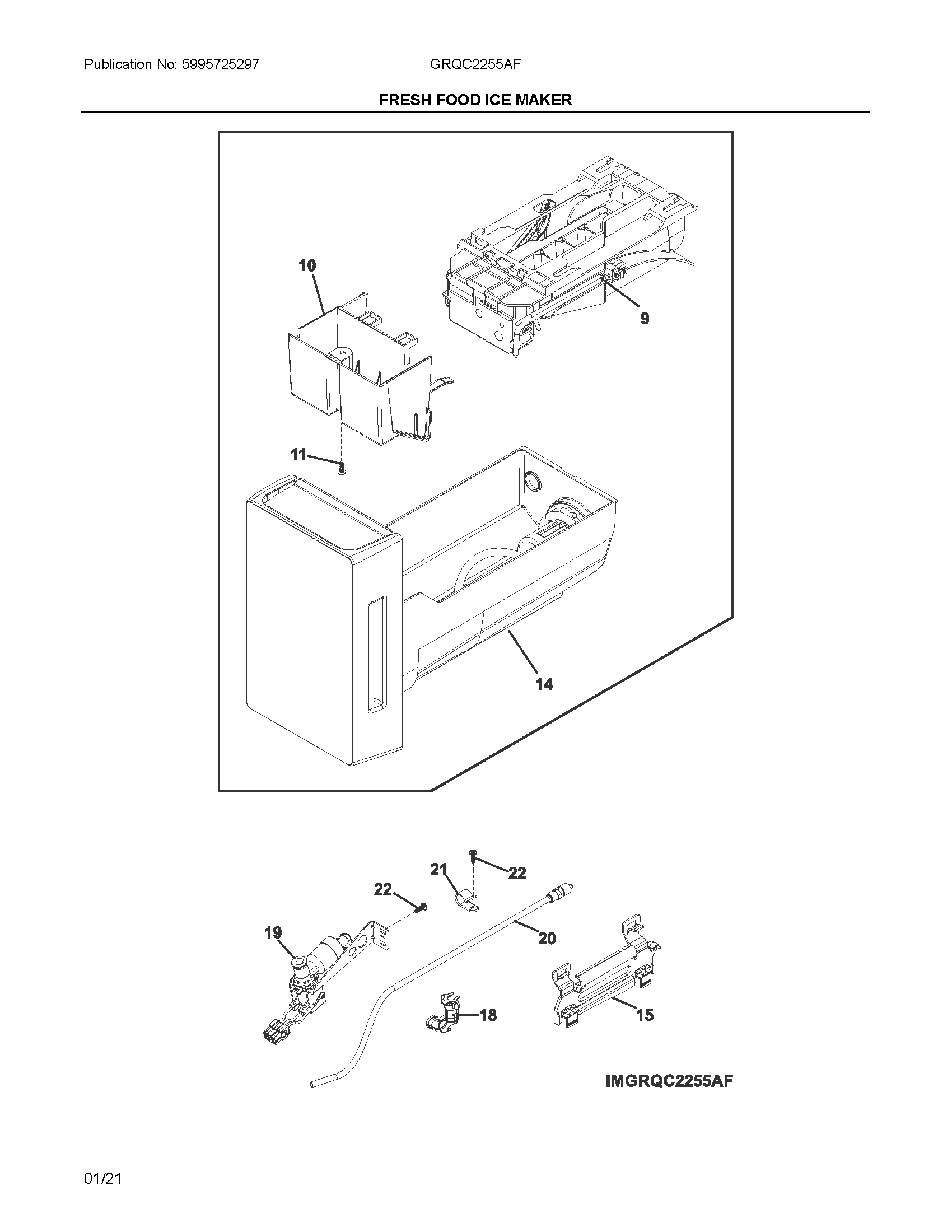 Fresh food ice maker
