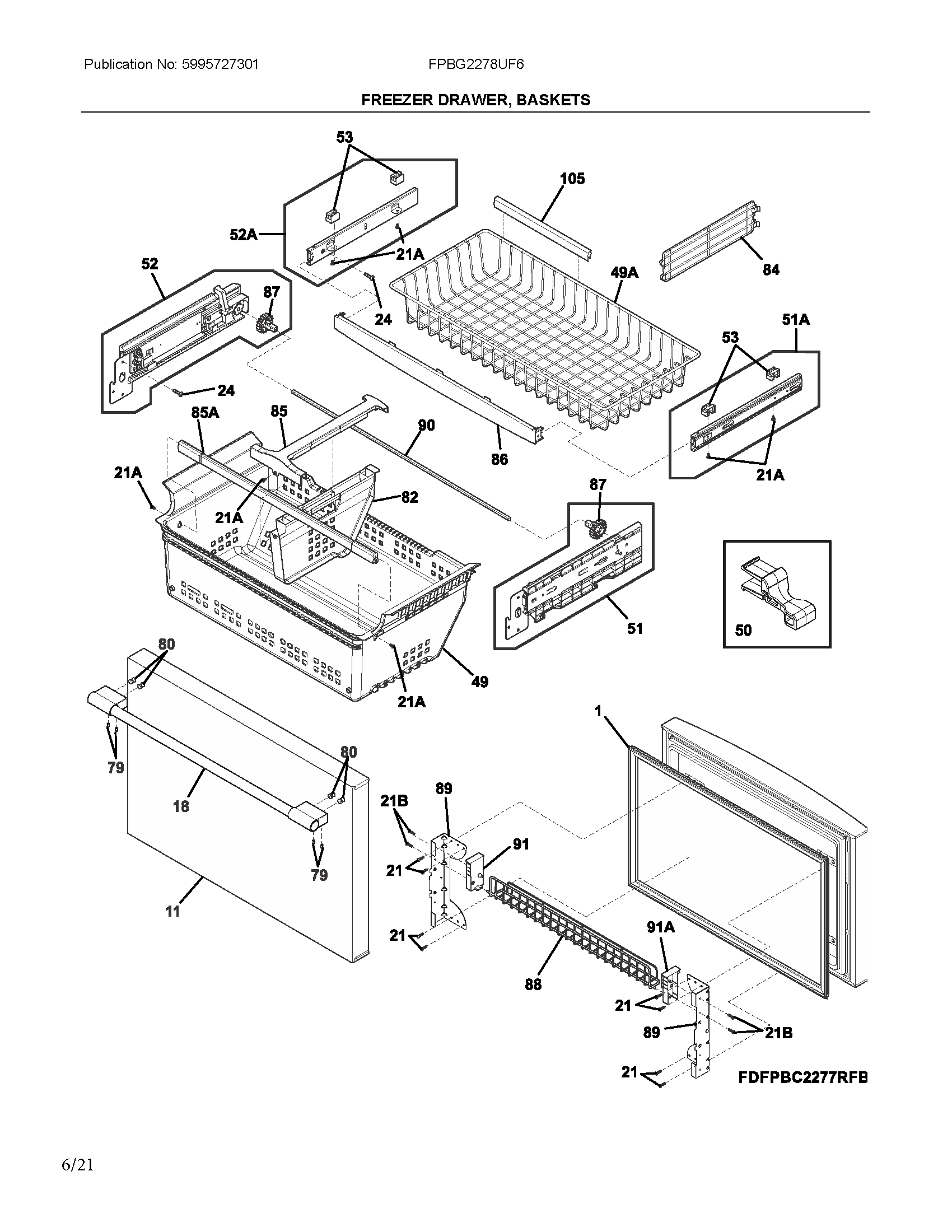 Freezer drawer, baskets
