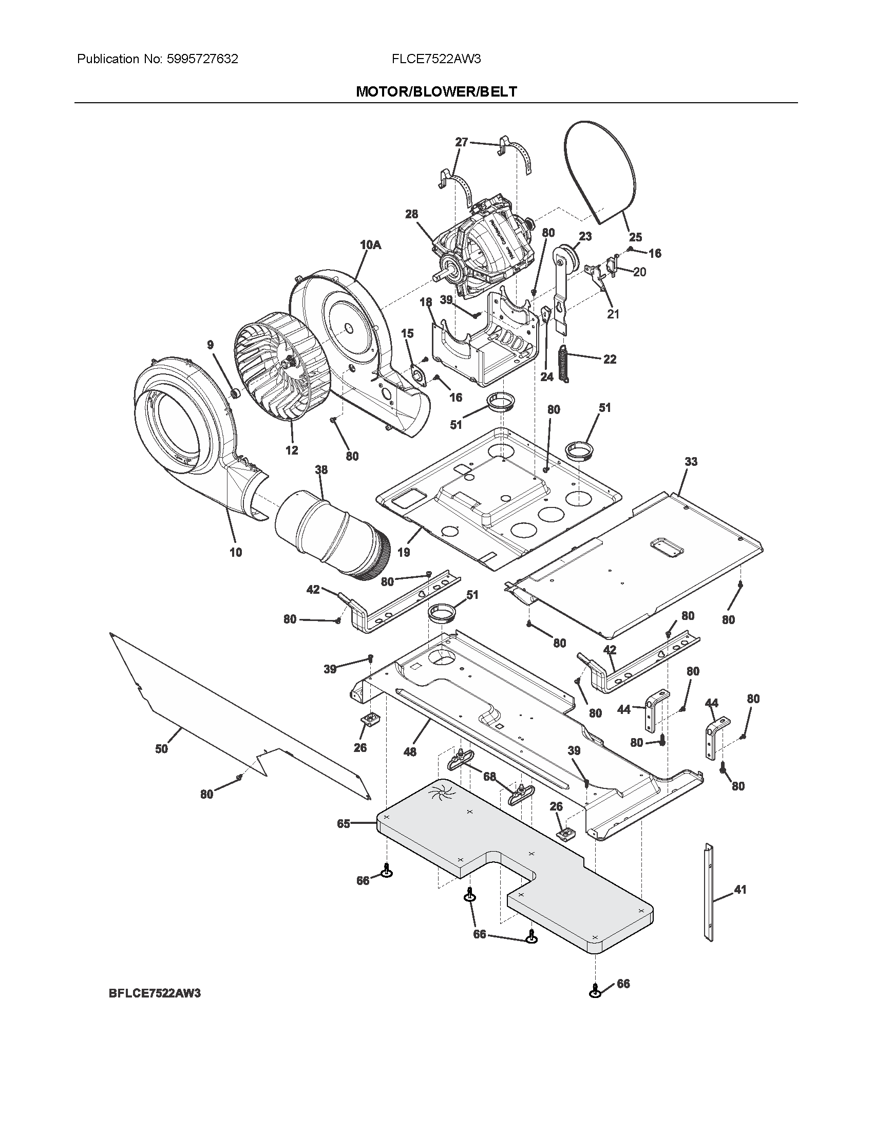 Motor/blower/belt