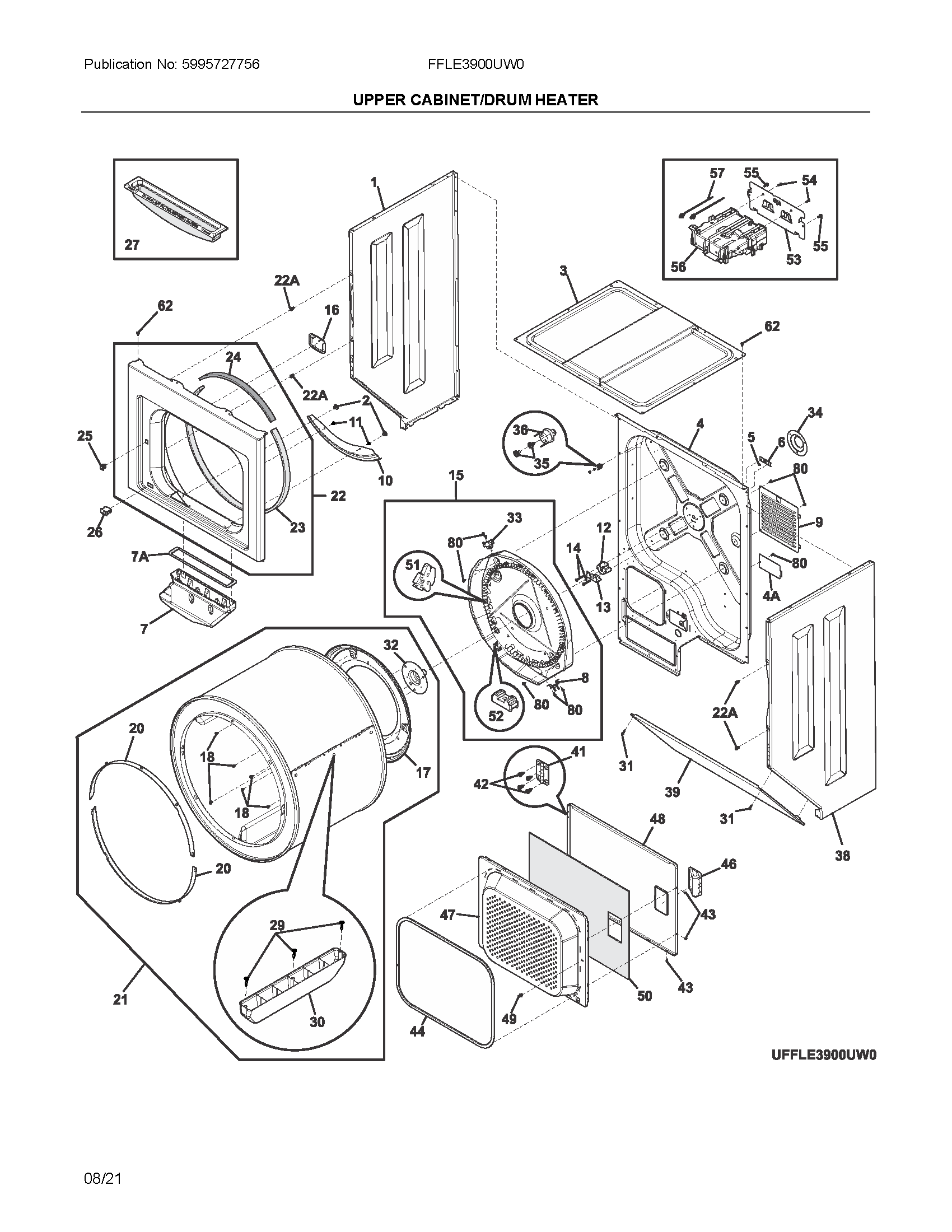 Upper cabinet/drum heater