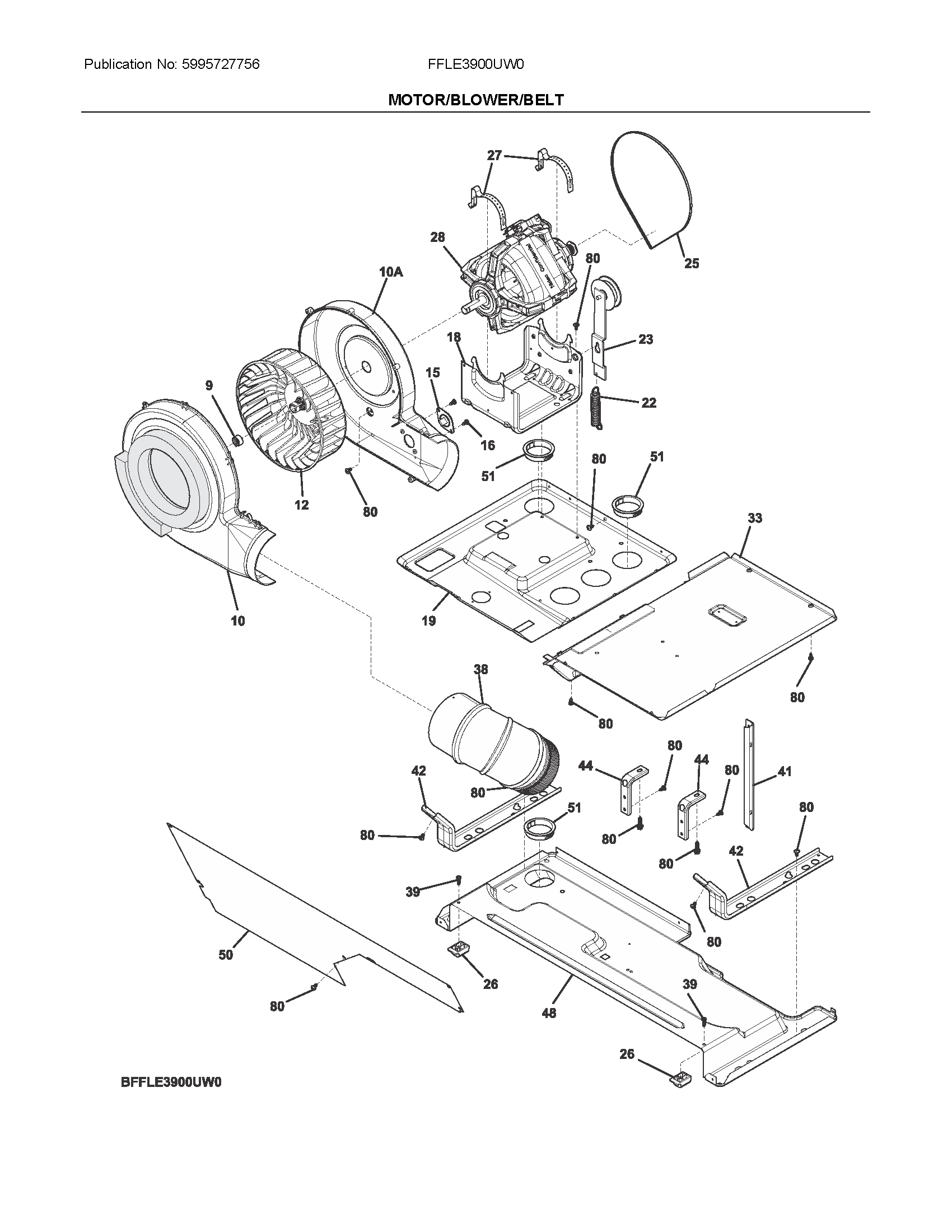 Motor/blower/belt