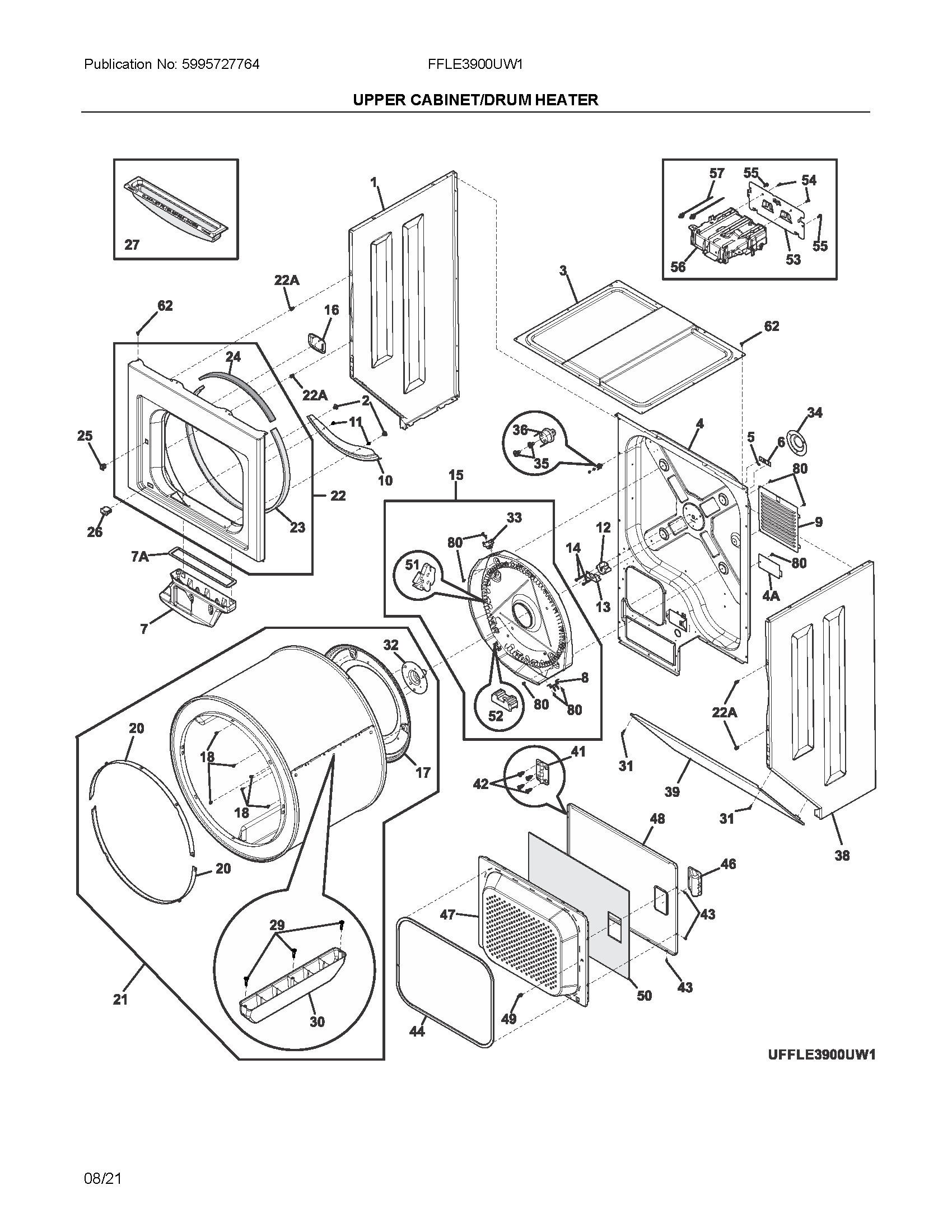 Upper cabinet/drum heater