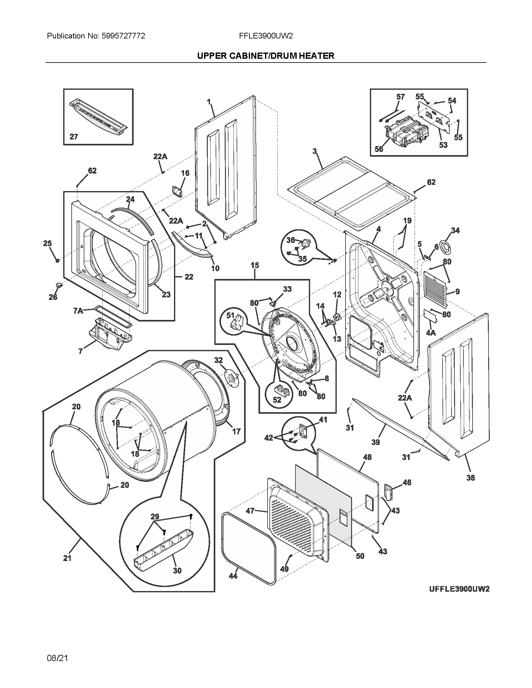 Upper cabinet/drum heater