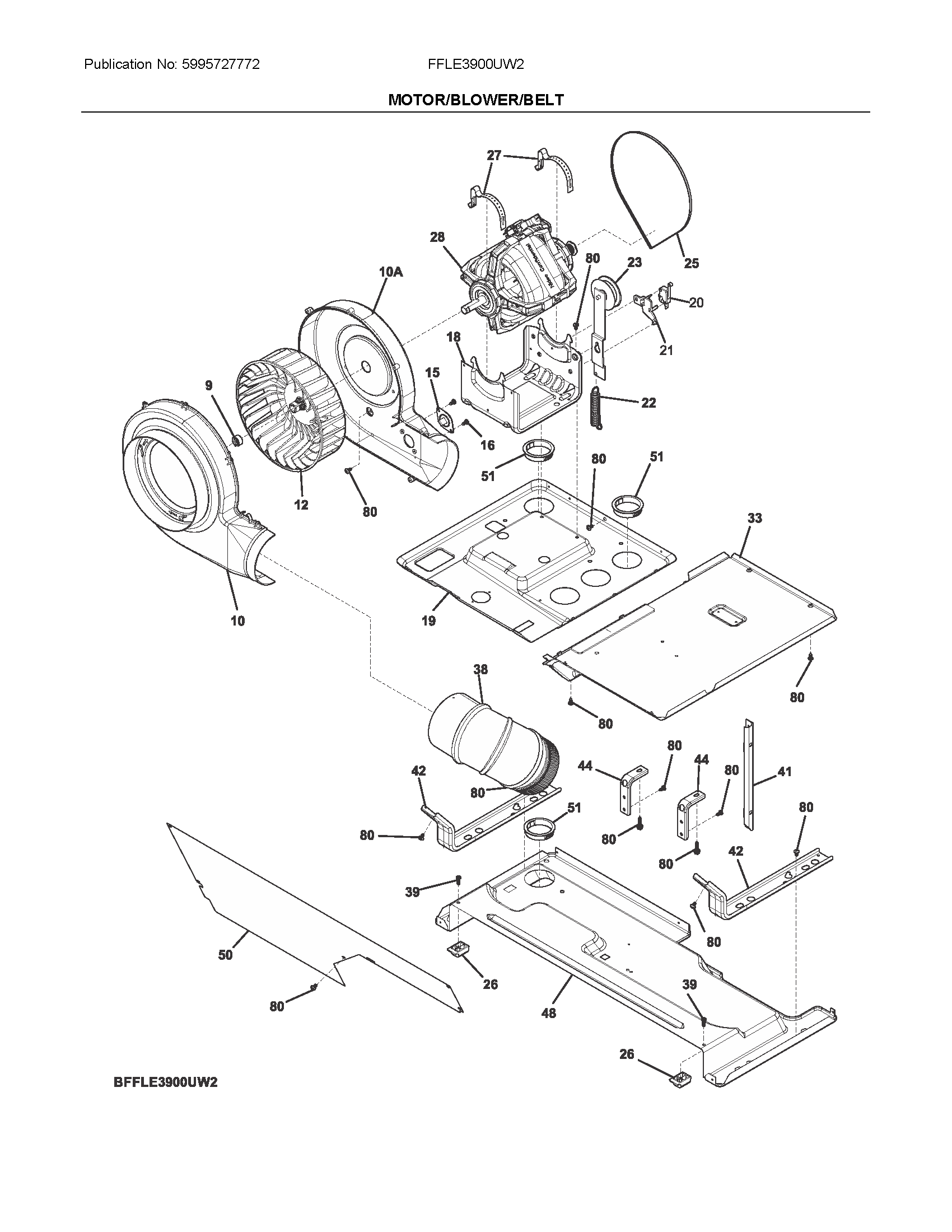 Motor/blower/belt