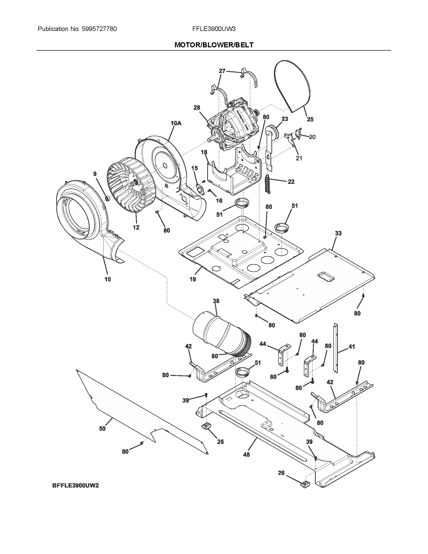 Motor/blower/belt