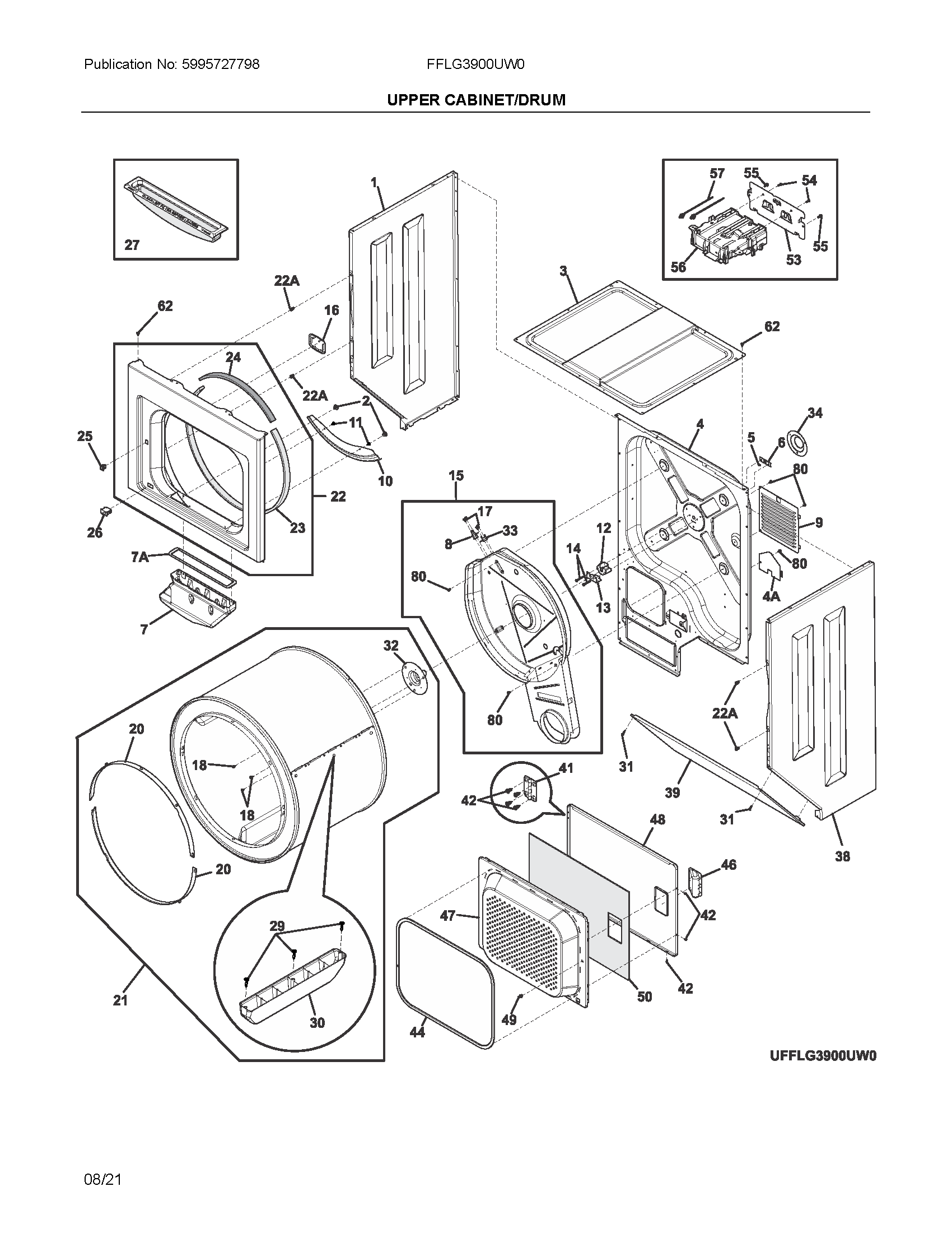 Upper cabinet/drum heater