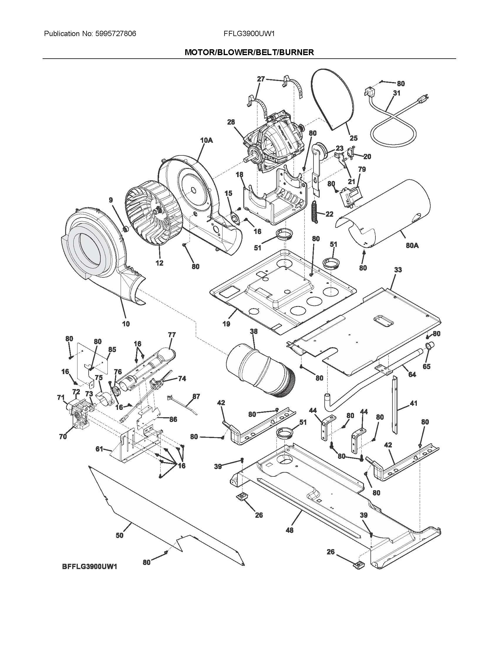 Motor/blower/belt