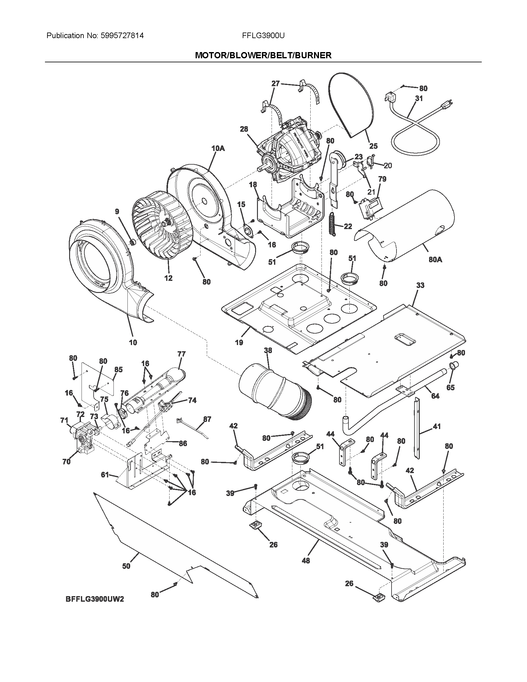 Motor/blower/belt