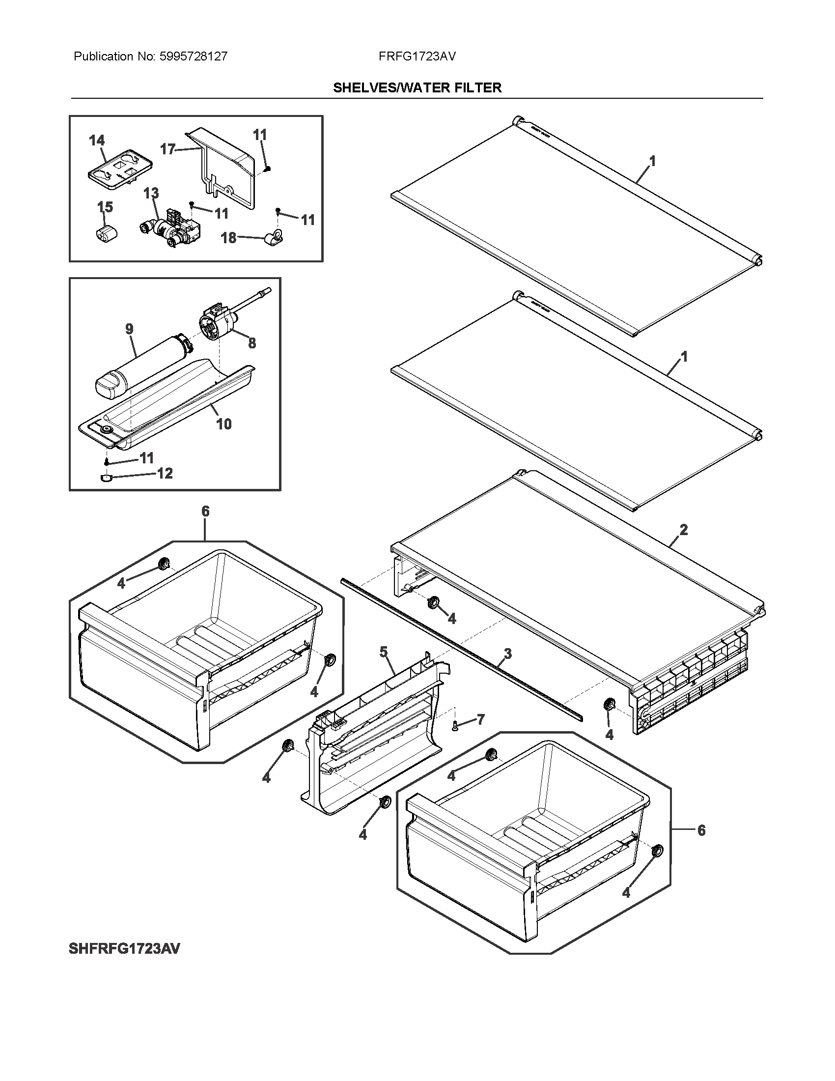 Shelves/water filter