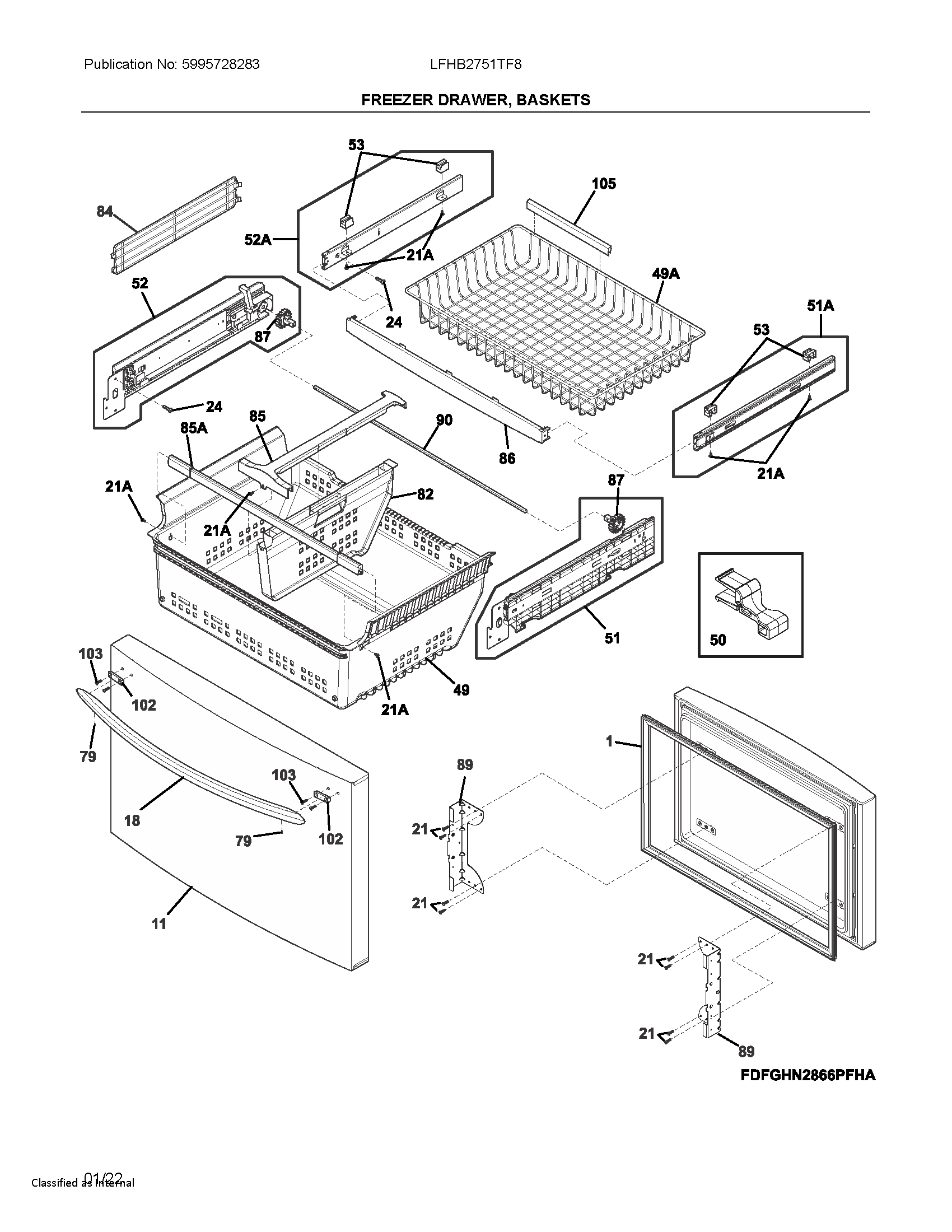 Freezer drawer, baskets