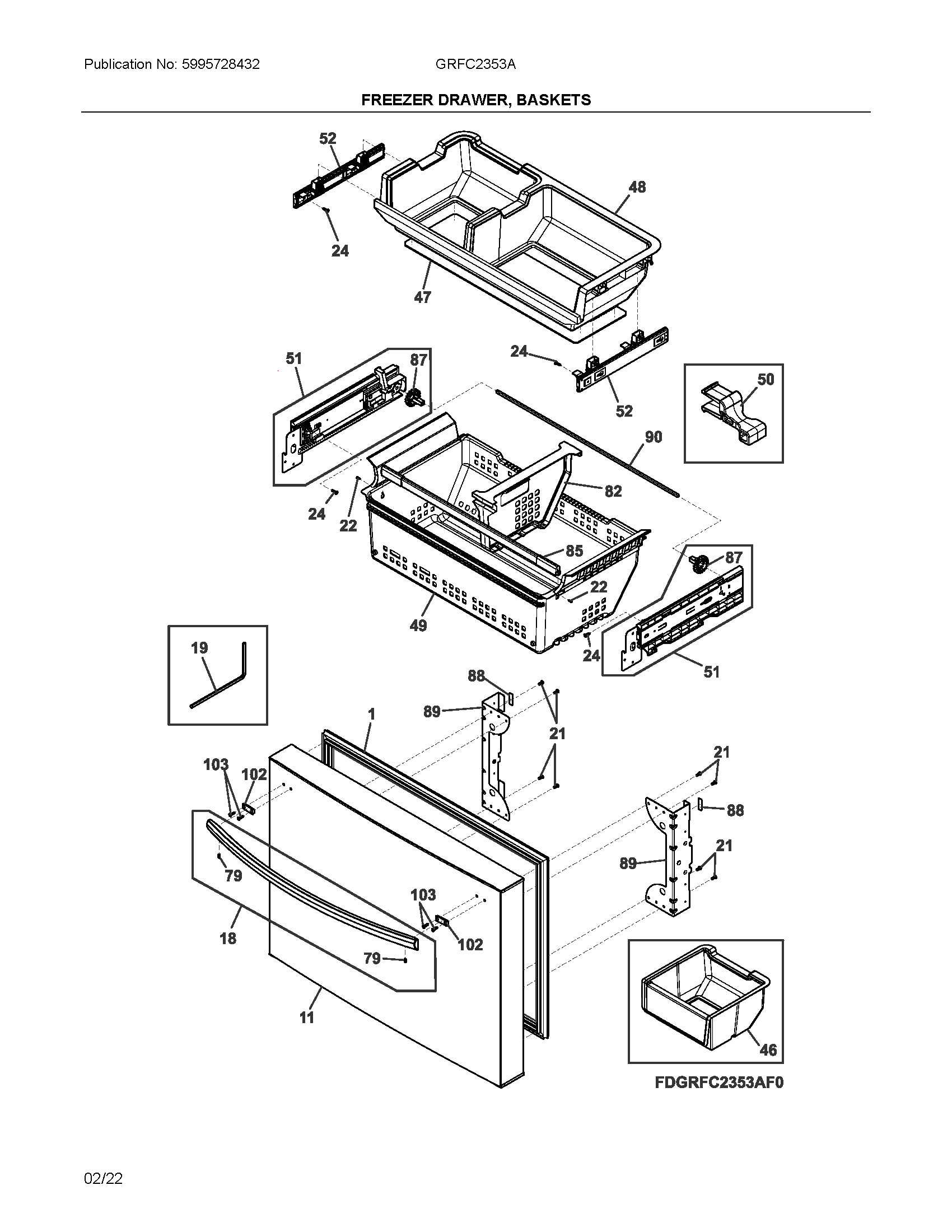Freezer drawer, baskets