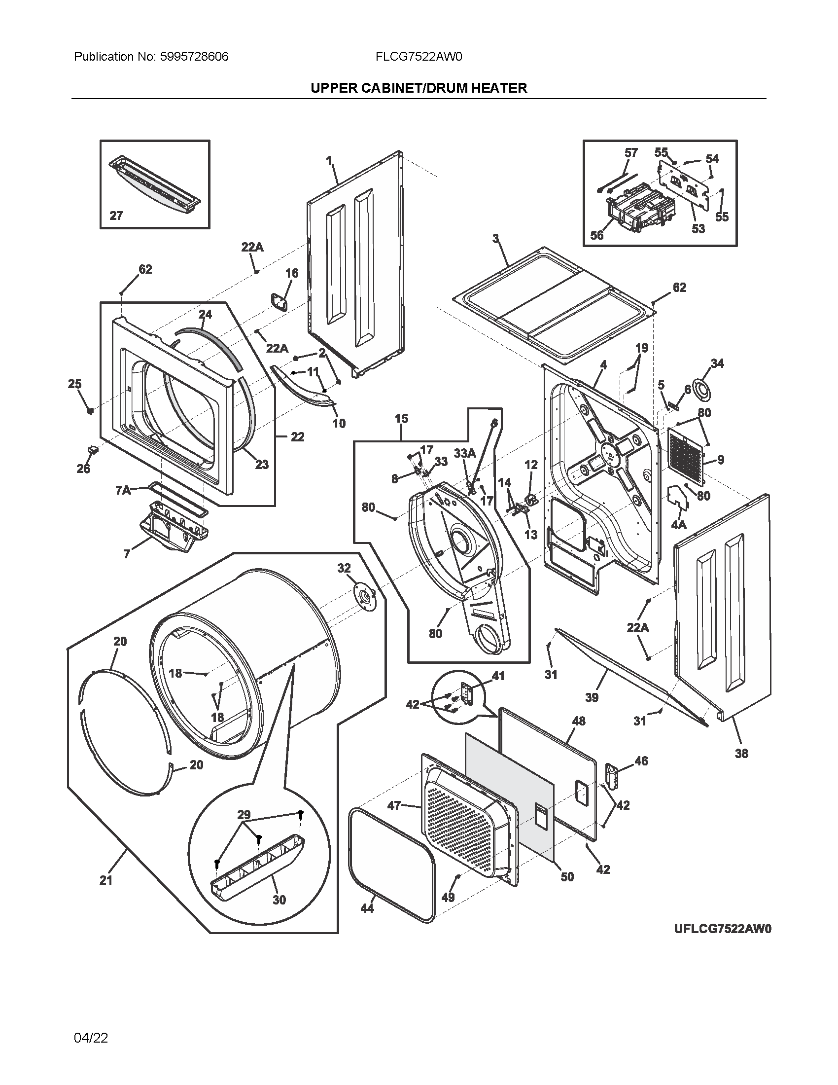 Upper cabinet/drum heater