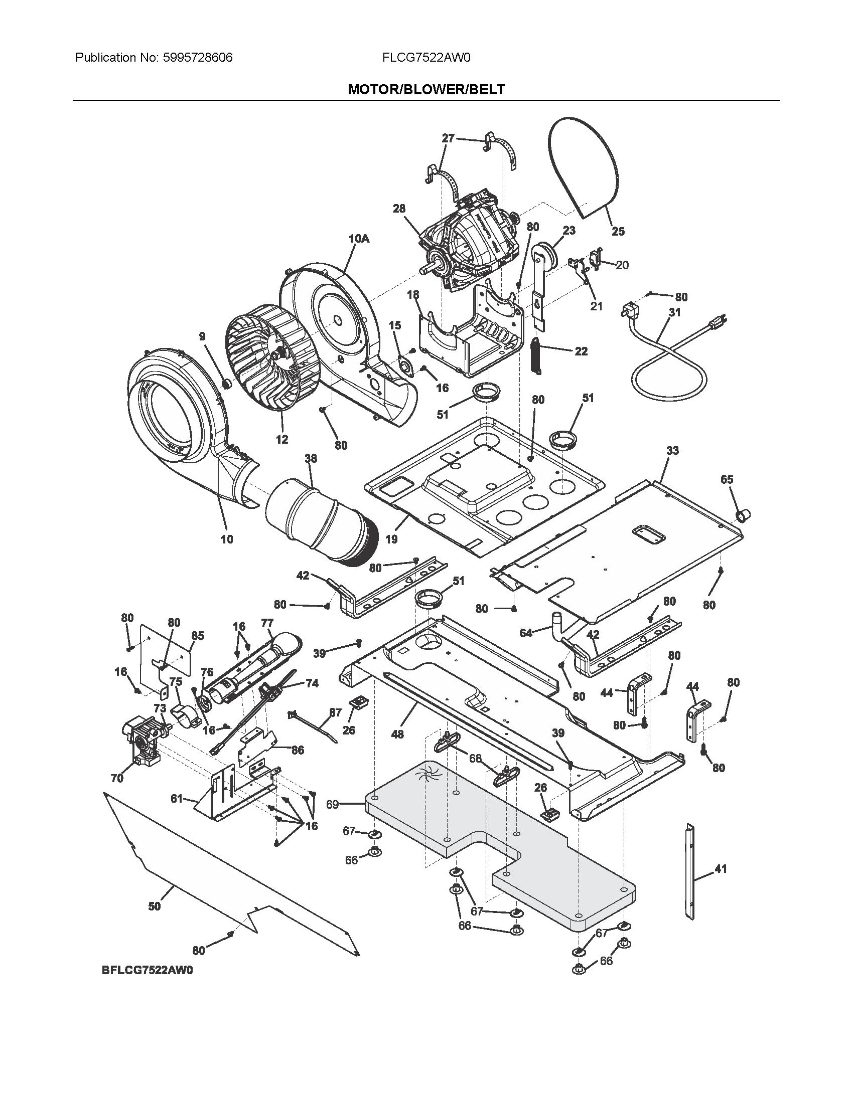 Motor/blower/belt