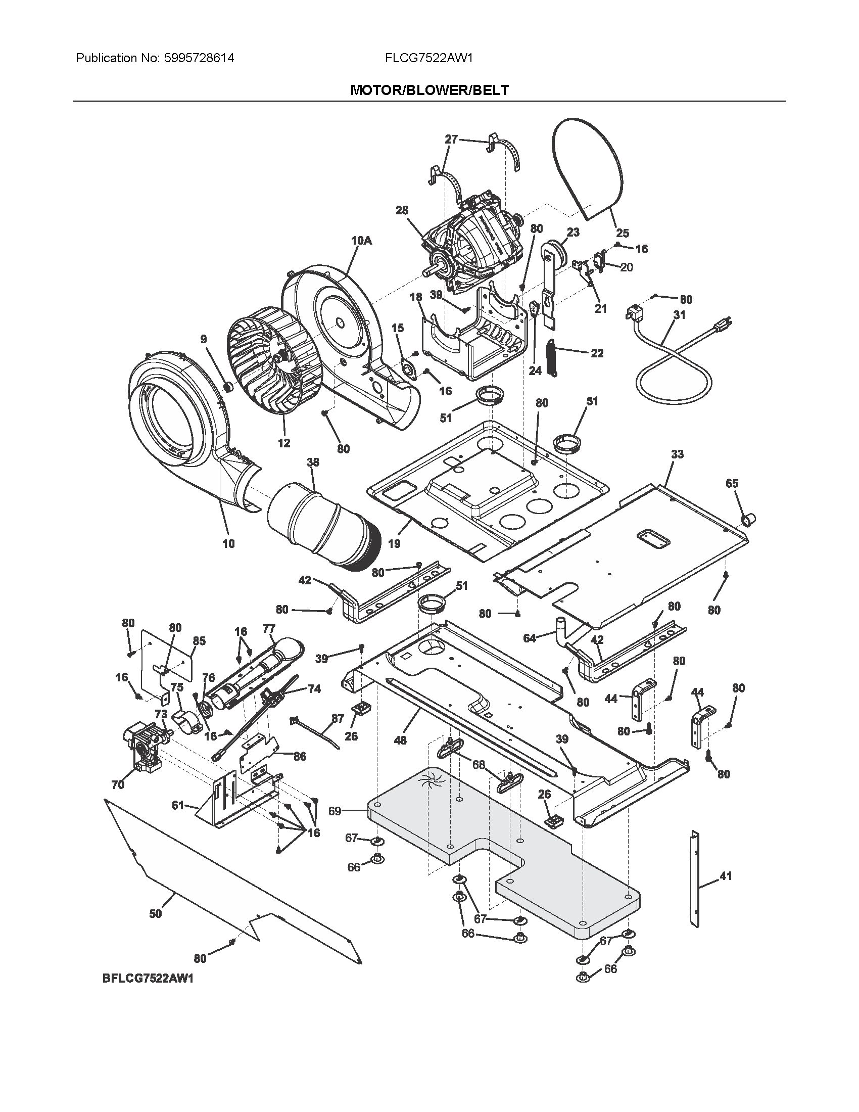 MOTOR/BLOWER/BELT