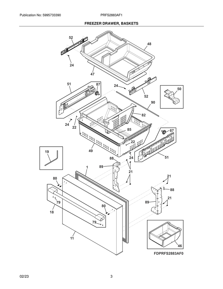 Freezer drawer, baskets