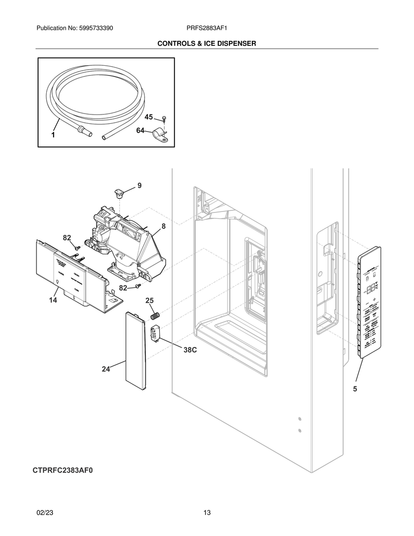 Controls & ice dispenser