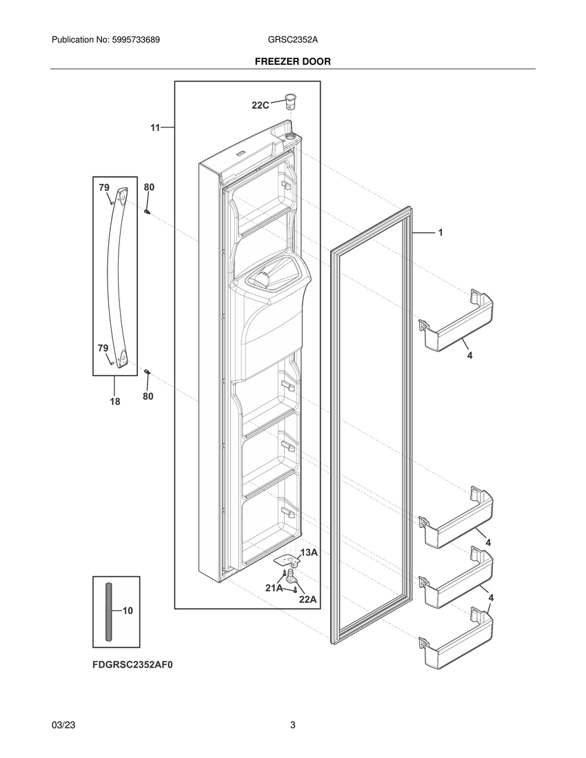 Cornice Frontale Per Dispenser Frigo Frigidaire Modello FFHS2622MB8 - Ricambio Originale 242053503