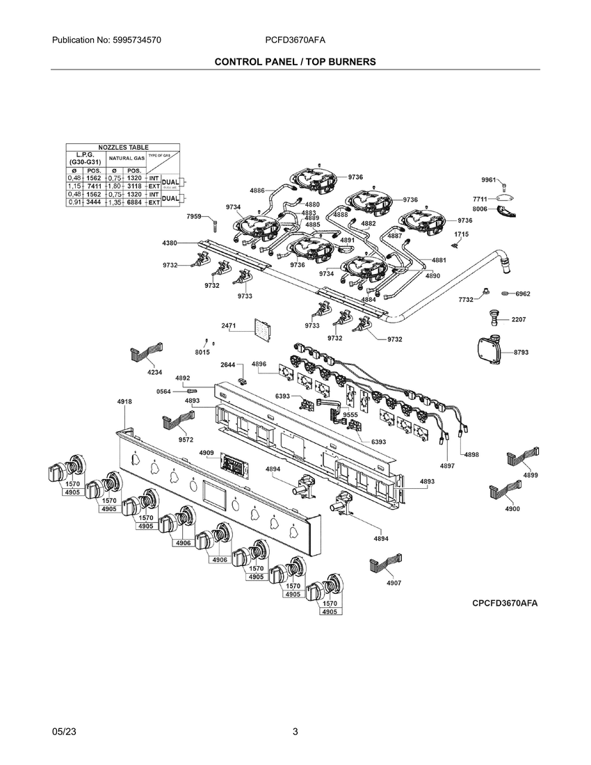 CONTROL PANEL/TOP BURNERS