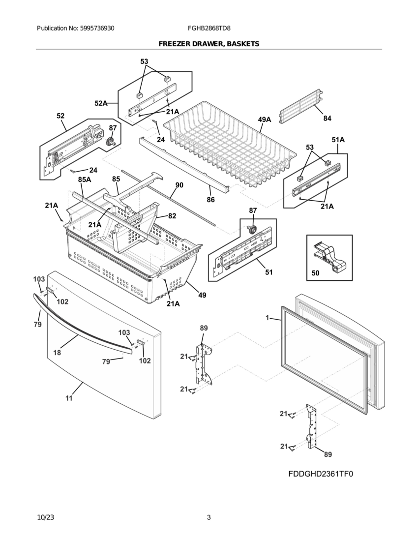 Freezer drawer, baskets
