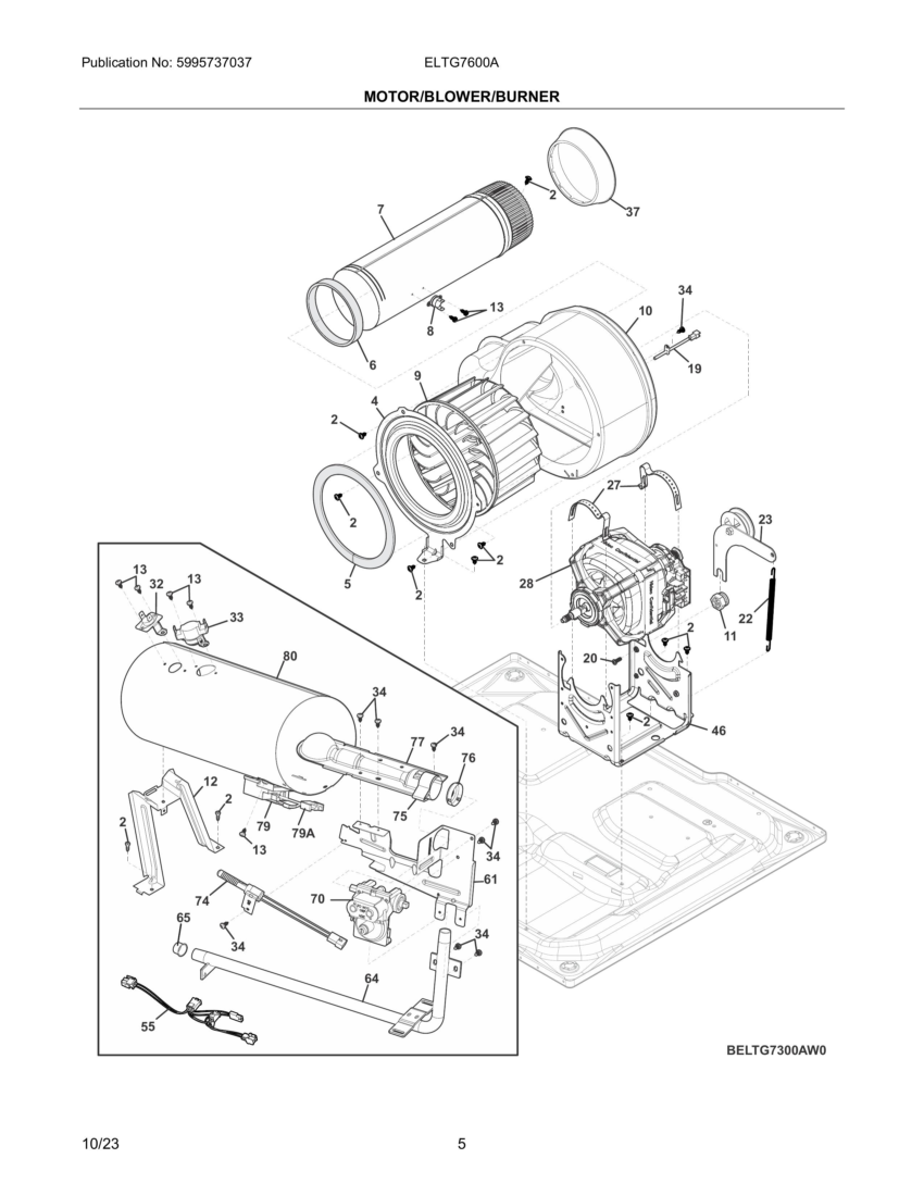 Motor/blower/burner