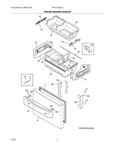 Freezer drawer, baskets