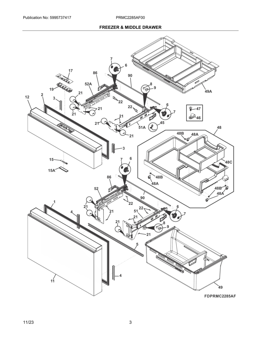 FREEZER & MIDDLE DRAWER