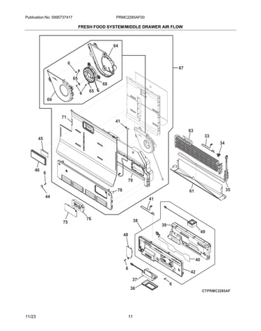 Fresh food/drawer system